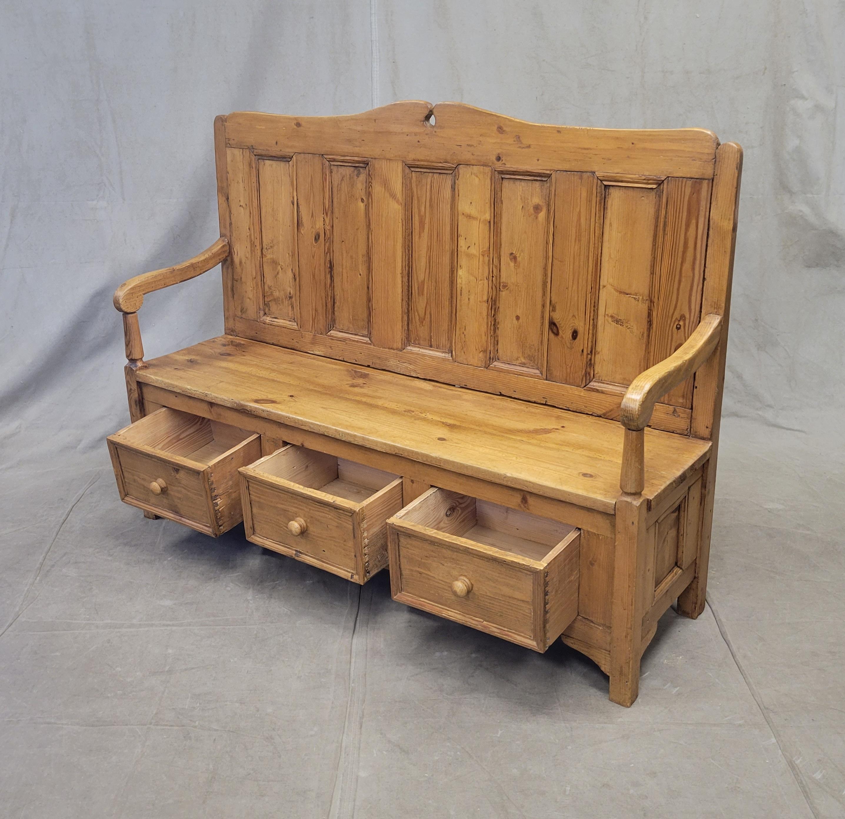 antique settle bench with storage
