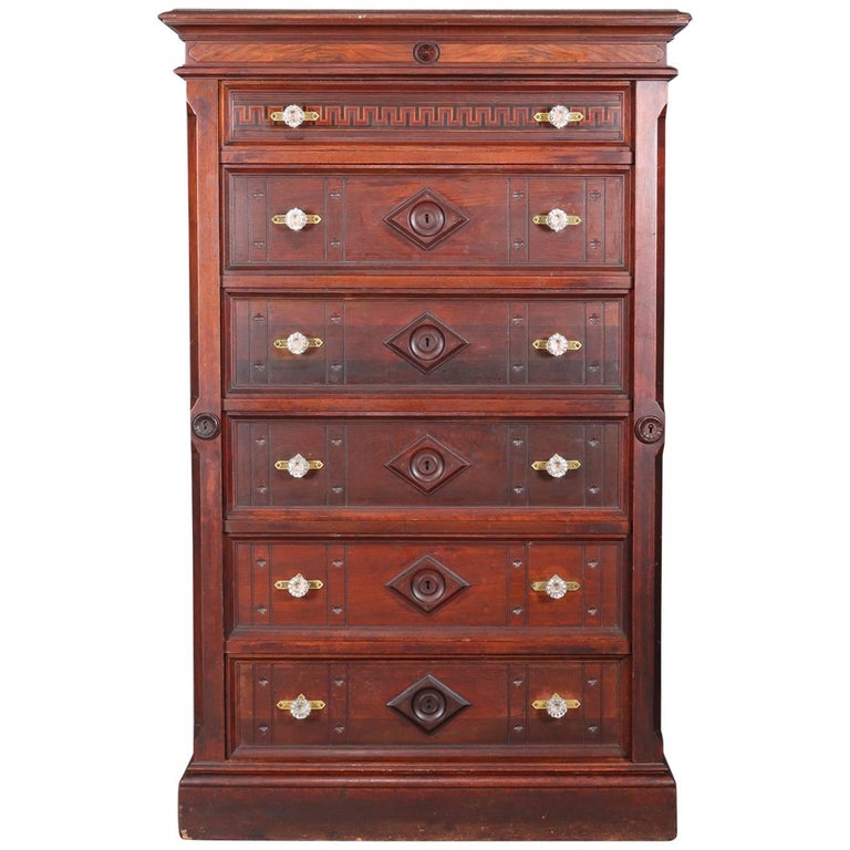 Six Drawer Side Lock High Chest, Dresser With Locked Drawers