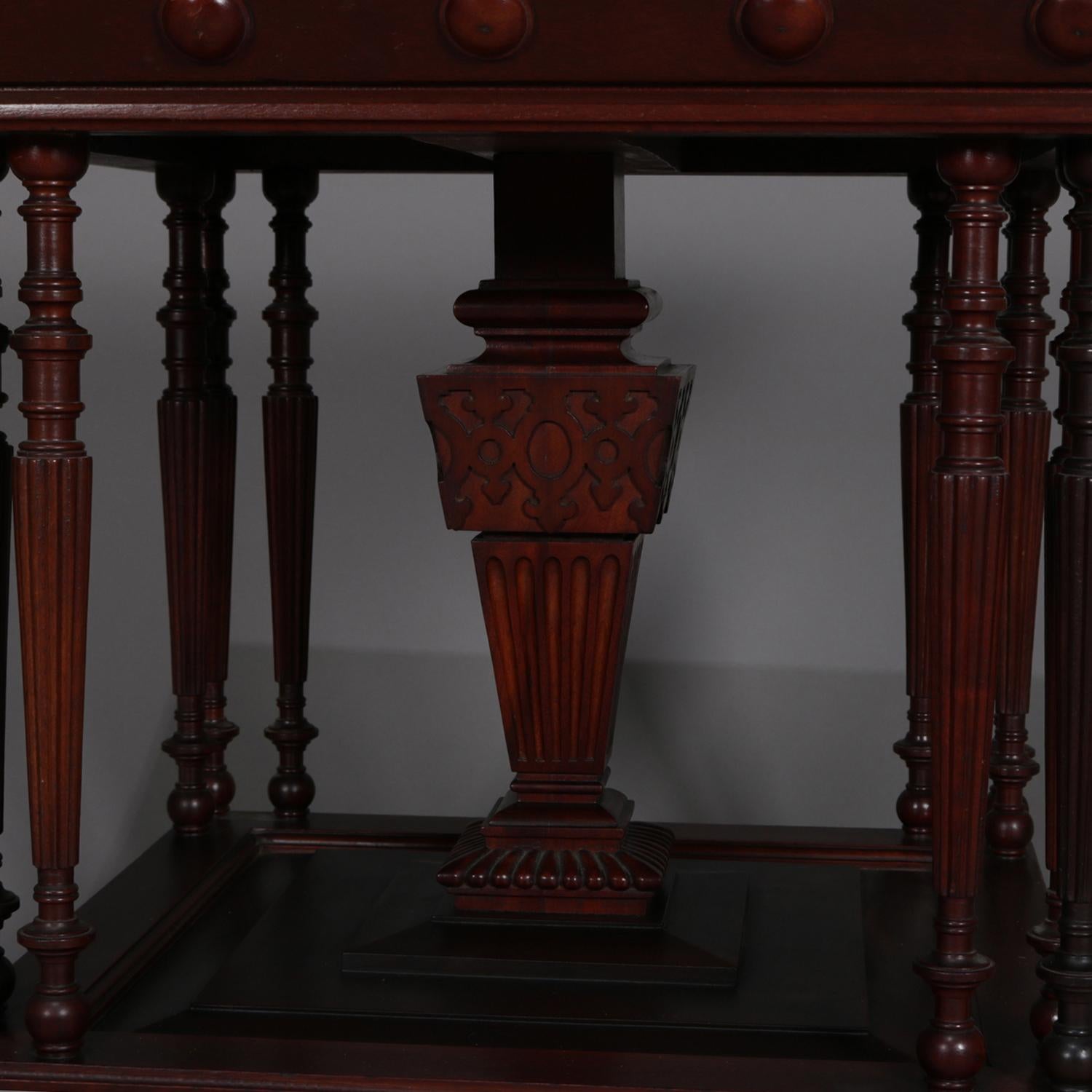 Antique Eastlake Carved Mahogany Regina Music Box Table with Paw Feet 3