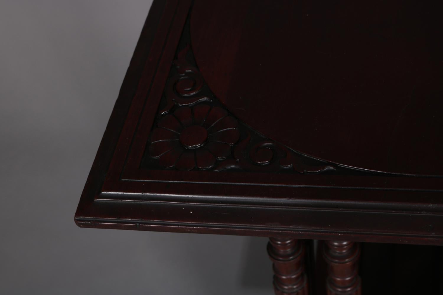 Antique Eastlake Carved Mahogany Regina Music Box Table with Paw Feet 7