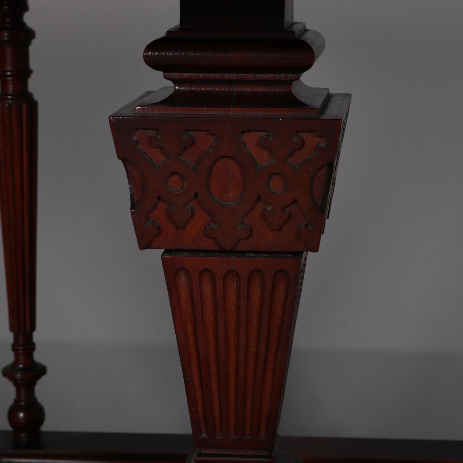 Antique Eastlake Carved Mahogany Regina Music Box Table with Paw Feet In Good Condition In Big Flats, NY