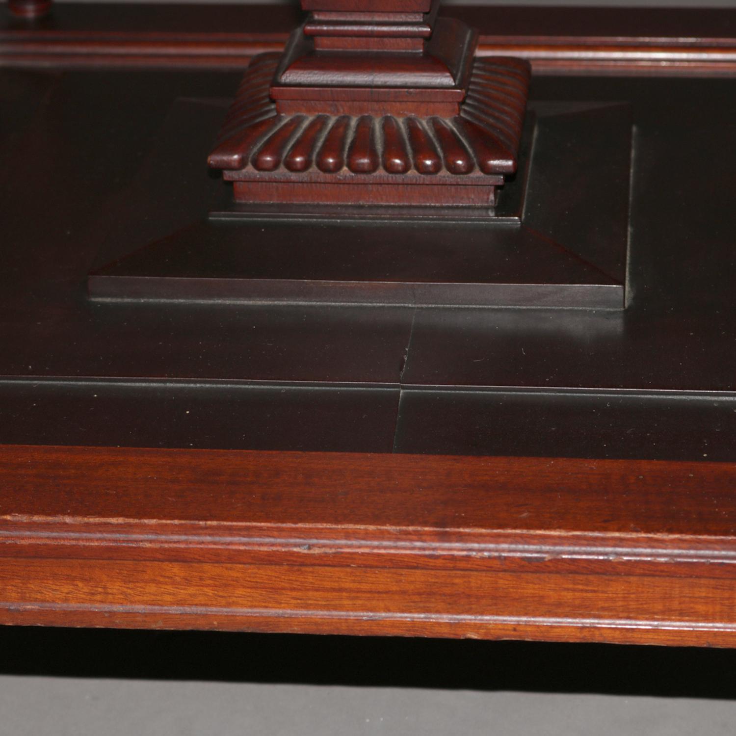 20th Century Antique Eastlake Carved Mahogany Regina Music Box Table with Paw Feet