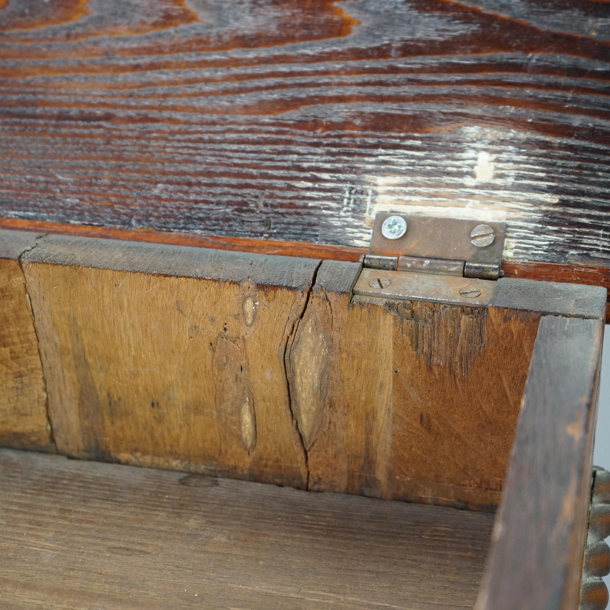 Antique Eastlake Carved Oak Lift Top Bench, Circa 1890 5