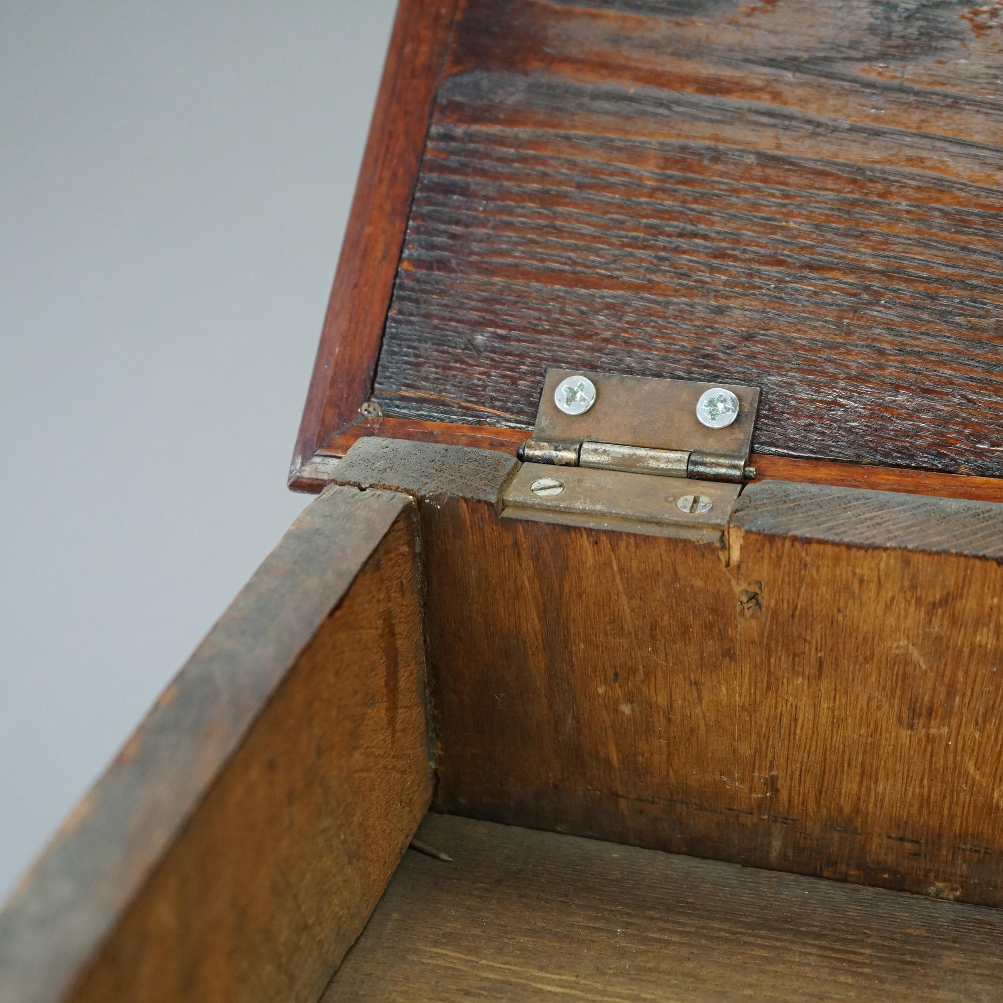 Antique Eastlake Carved Oak Lift Top Bench, Circa 1890 4