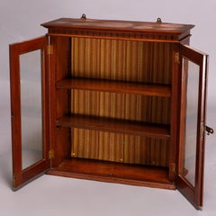 Antique Eastlake Carved Walnut 2-Door Hanging Wall Cabinet, 19th Century