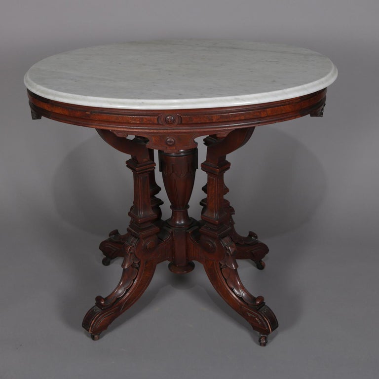 Antique Oval Marble Top Coffee Table - SOLD - Victorian Antique 1875 Oval Walnut Coffee or ... / Multiple colors, shapes and sizes.