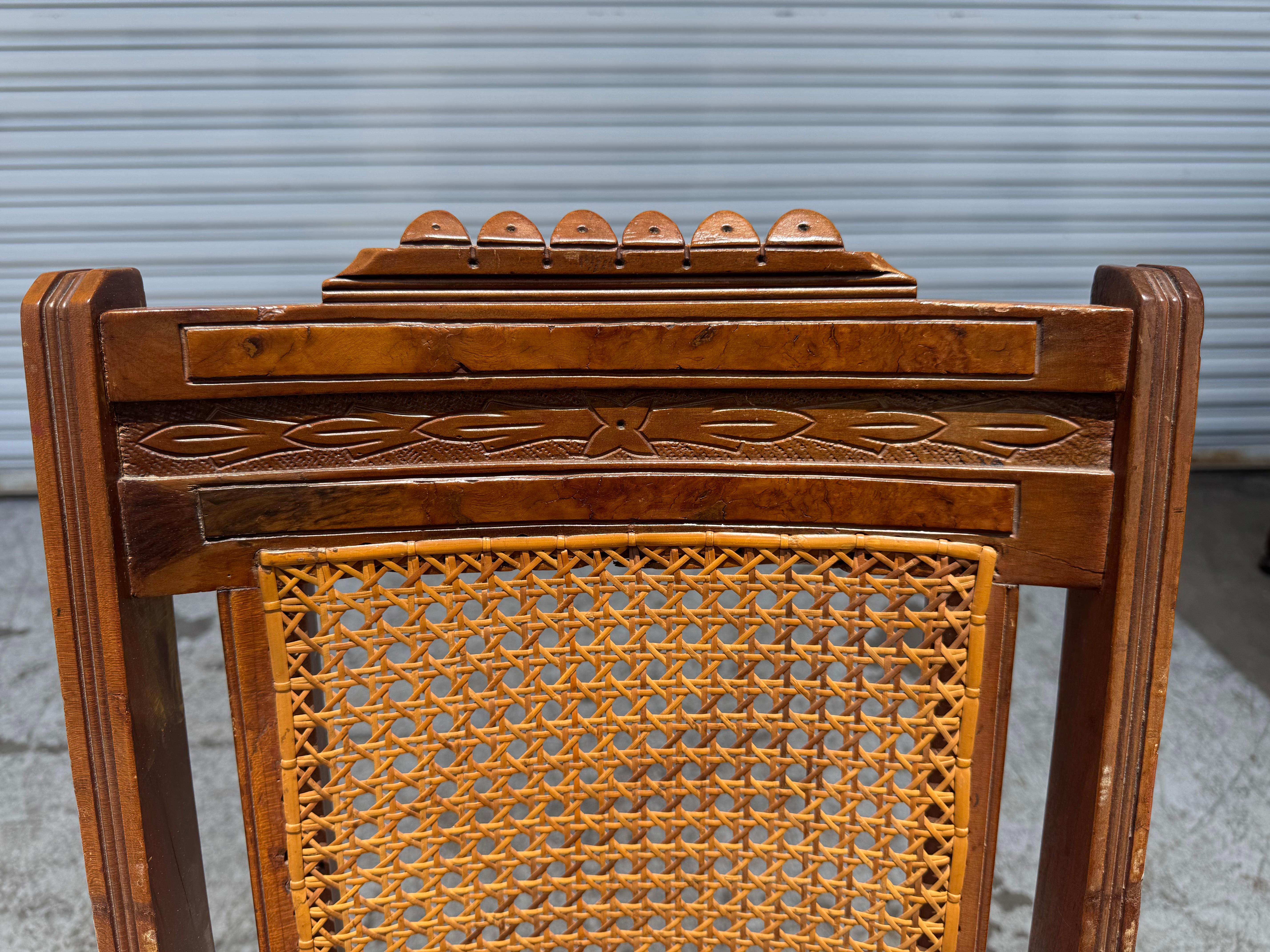 Antique Eastlake Carved Walnut and Cane Parlor Chair in vendita 3