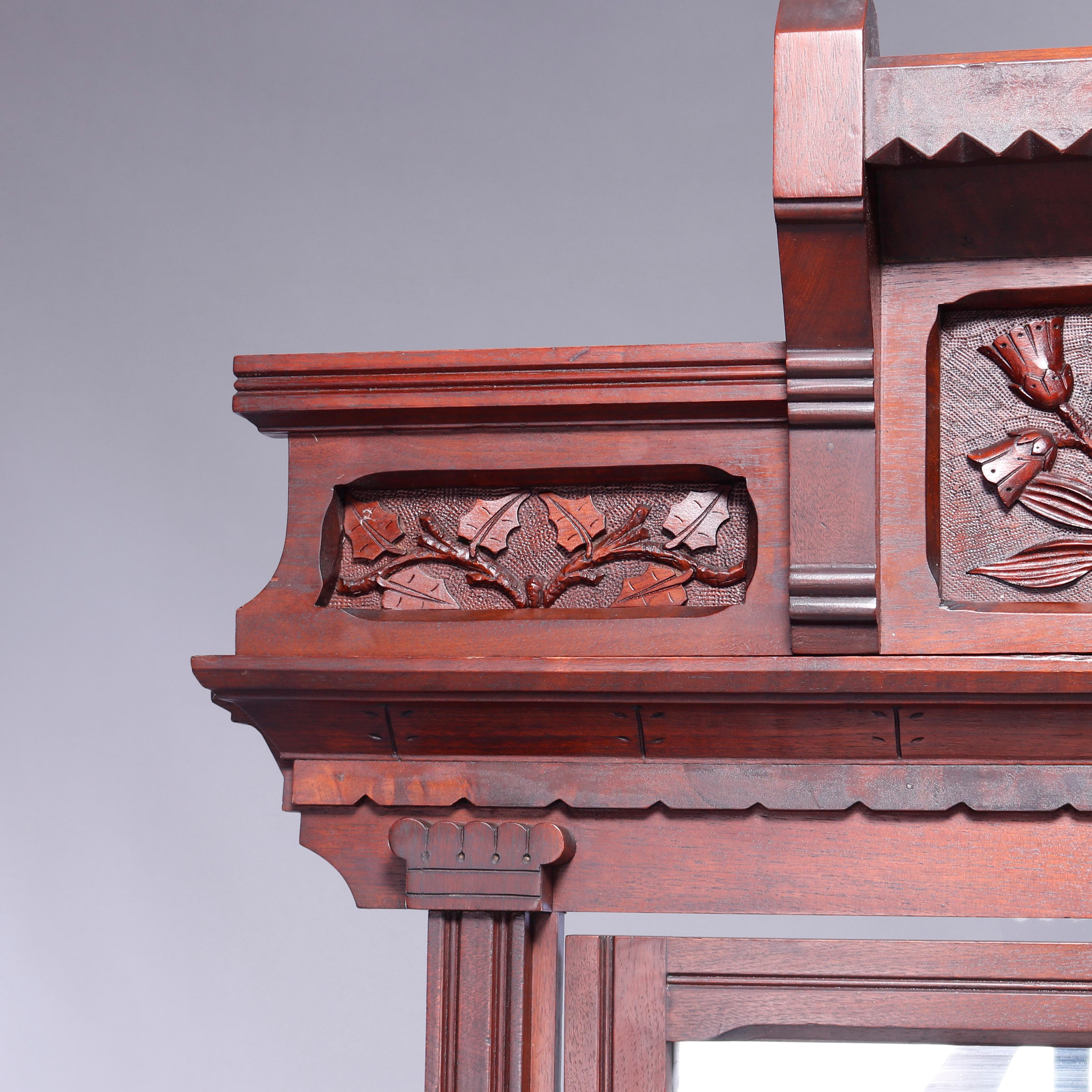 American Antique Eastlake Carved Walnut Marble Top Dresser Circa 1890