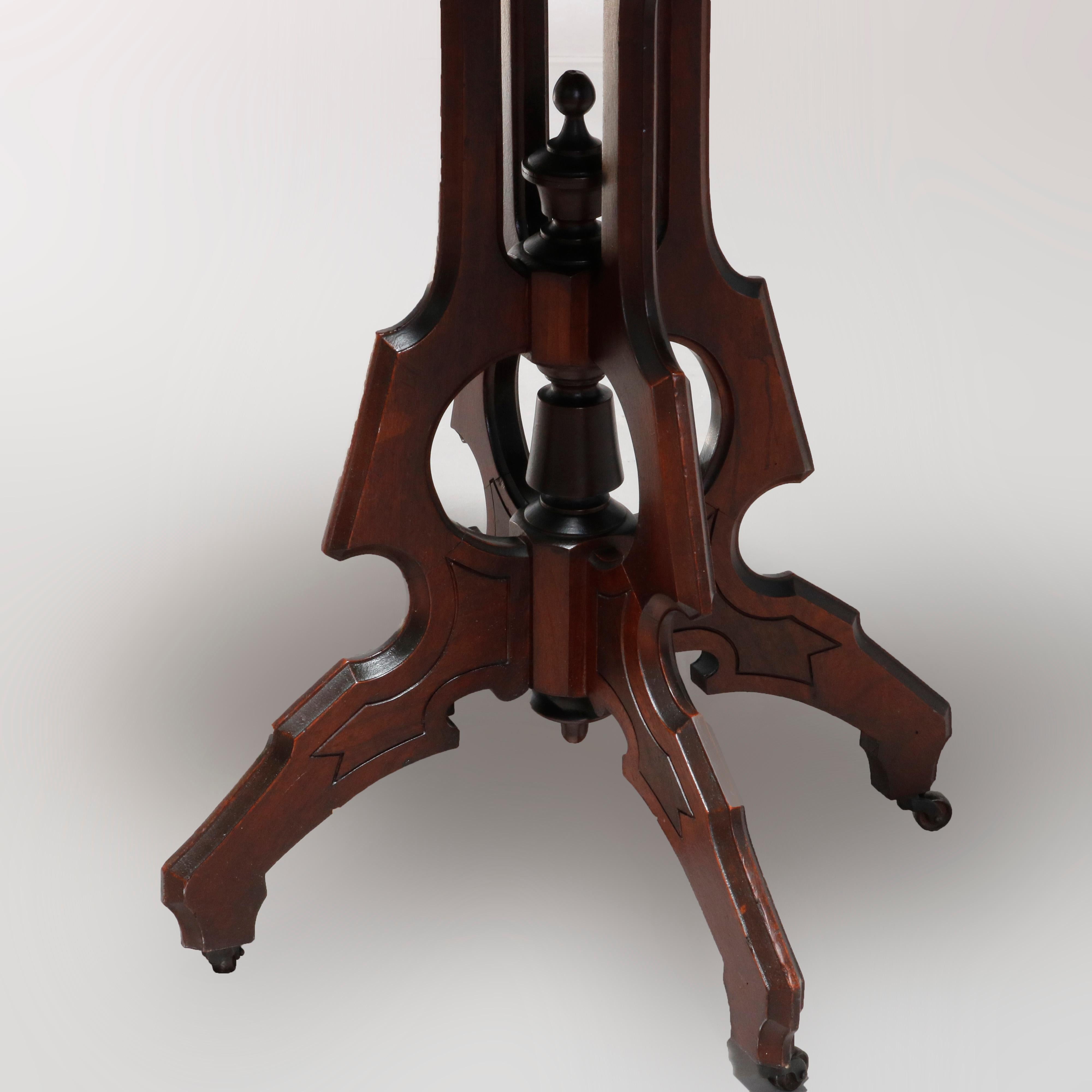 Antique Eastlake Carved Walnut Marble-Top Side Table, circa 1890 4