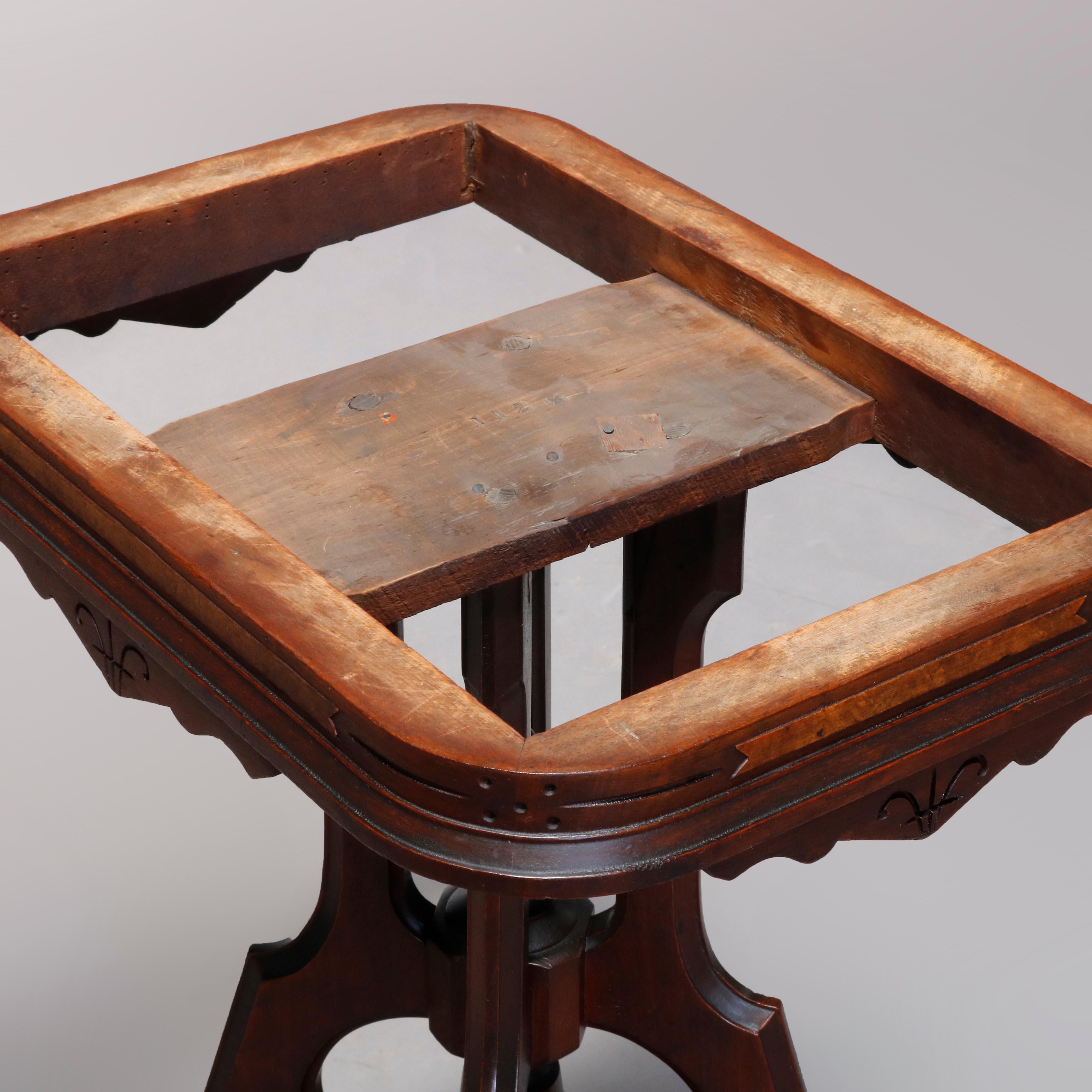 Antique Eastlake Carved Walnut Marble-Top Side Table, circa 1890 8