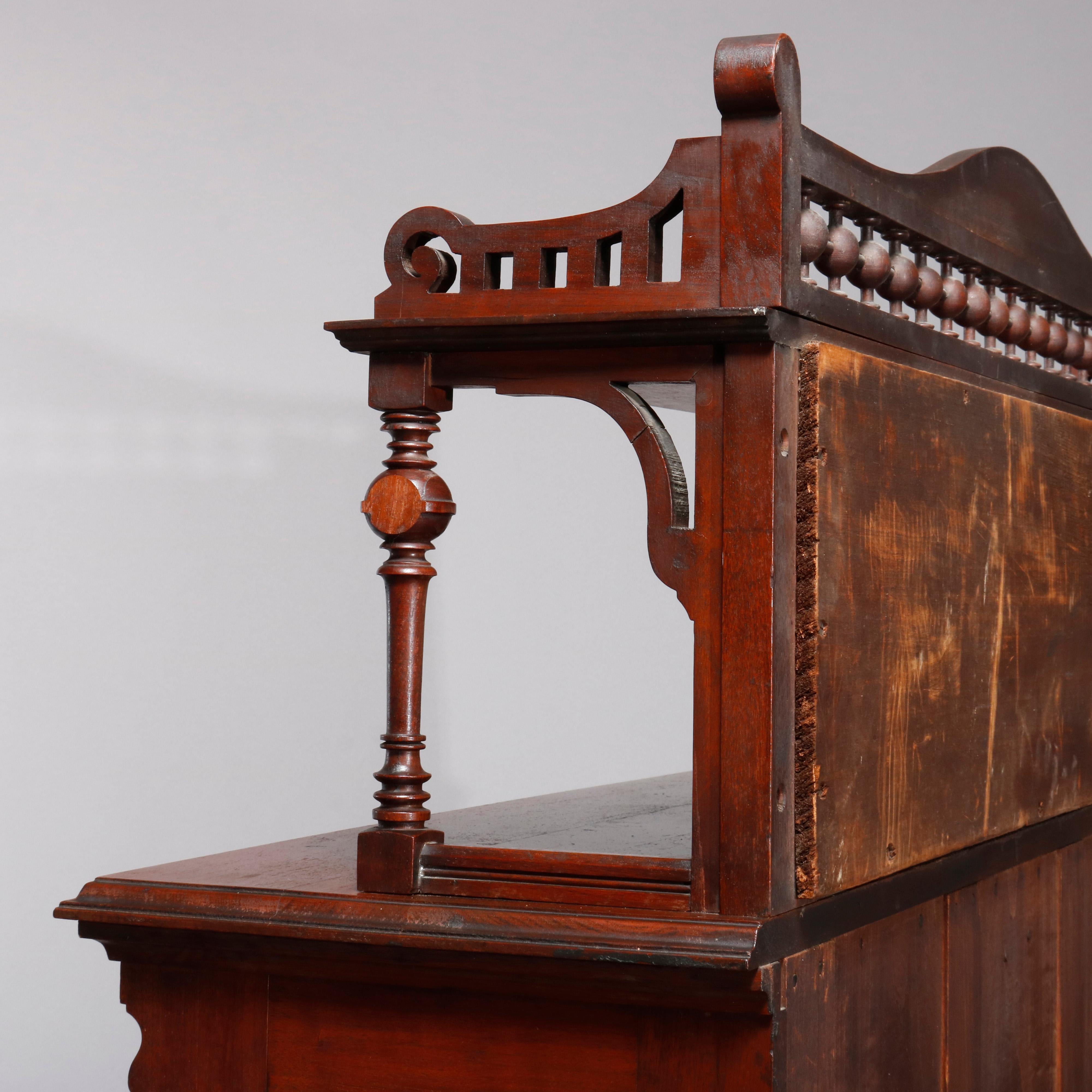 Antique Eastlake Carved Walnut Mirrored Two-Door Bookcase, circa 1890 4