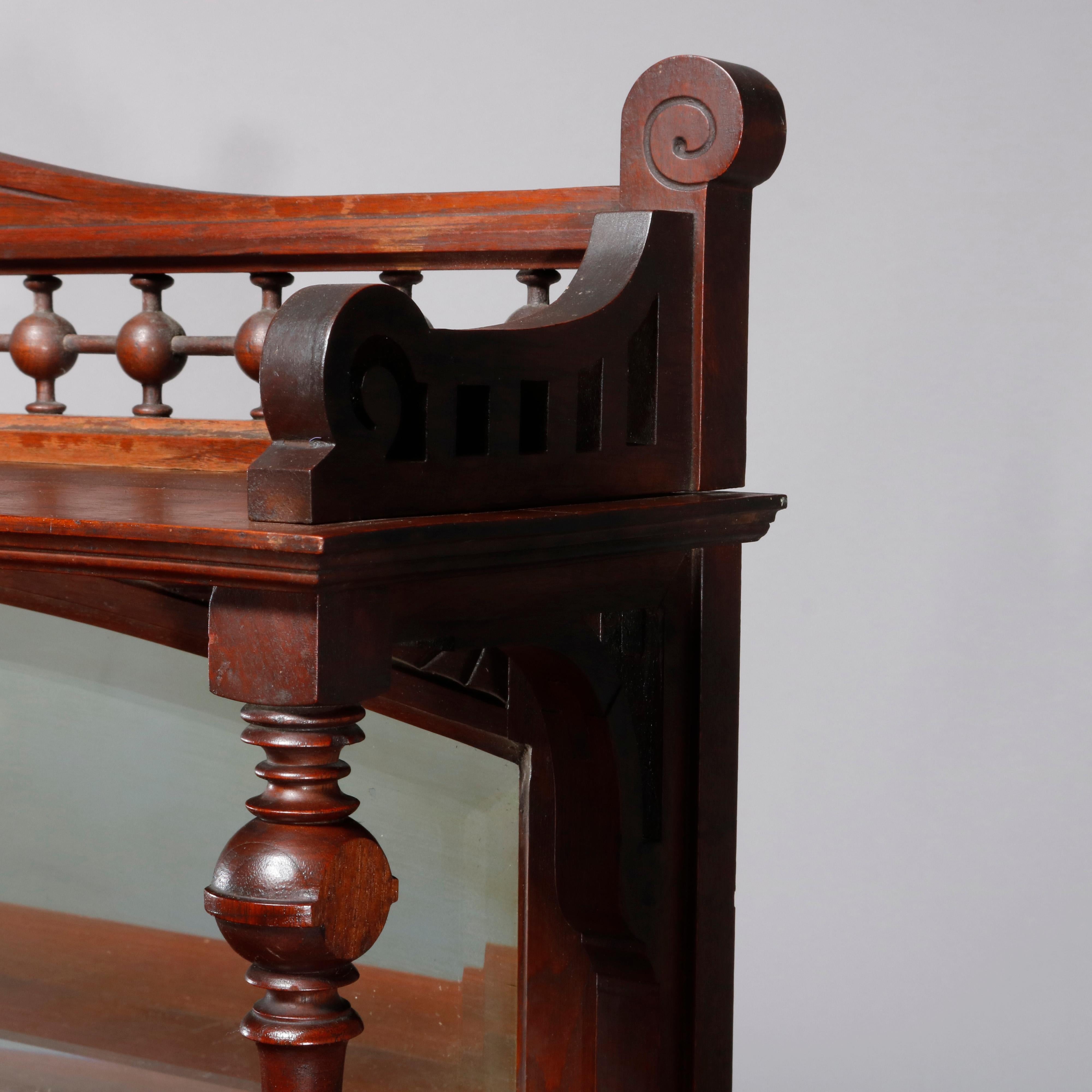 Antique Eastlake Carved Walnut Mirrored Two-Door Bookcase, circa 1890 5