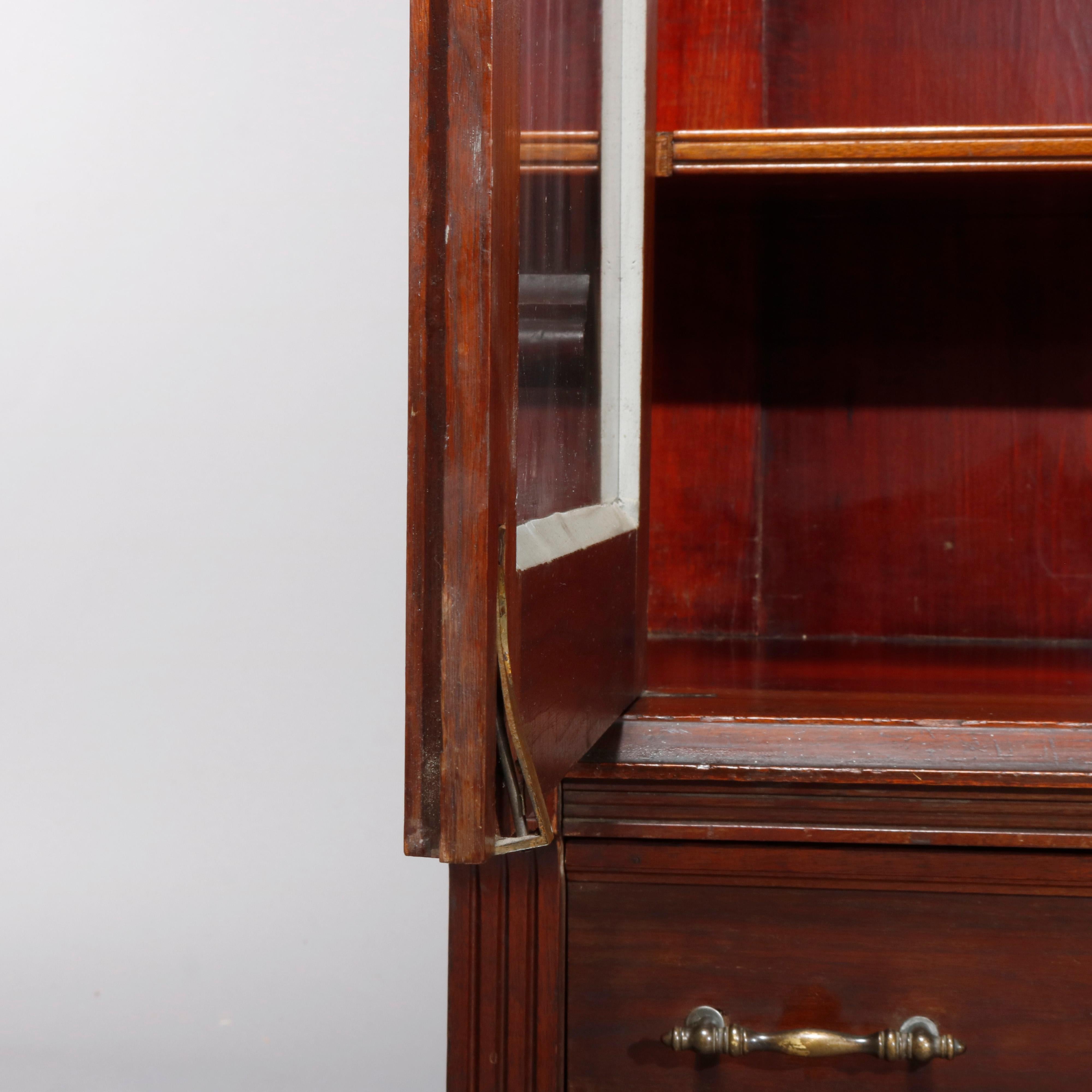 Antique Eastlake Carved Walnut Mirrored Two-Door Bookcase, circa 1890 10