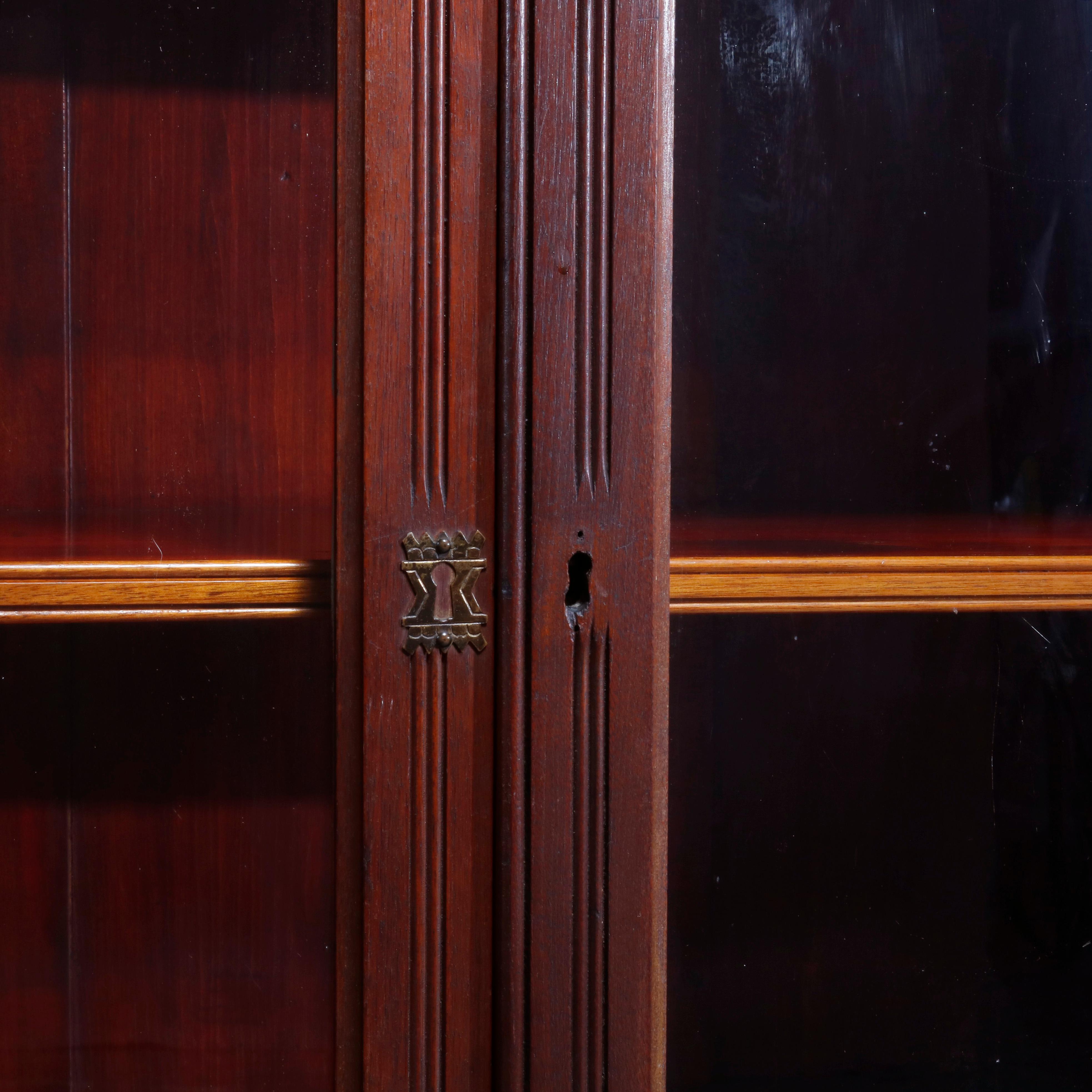 Antique Eastlake Carved Walnut Mirrored Two-Door Bookcase, circa 1890 11