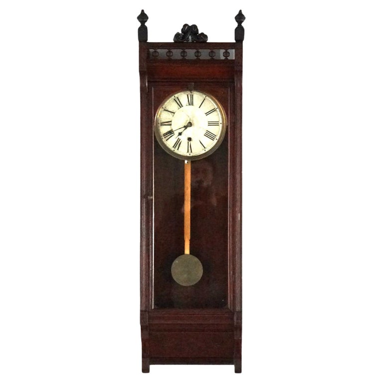 Antique Eastlake Carved Walnut Regulator Wall Clock, circa 1890 For ...