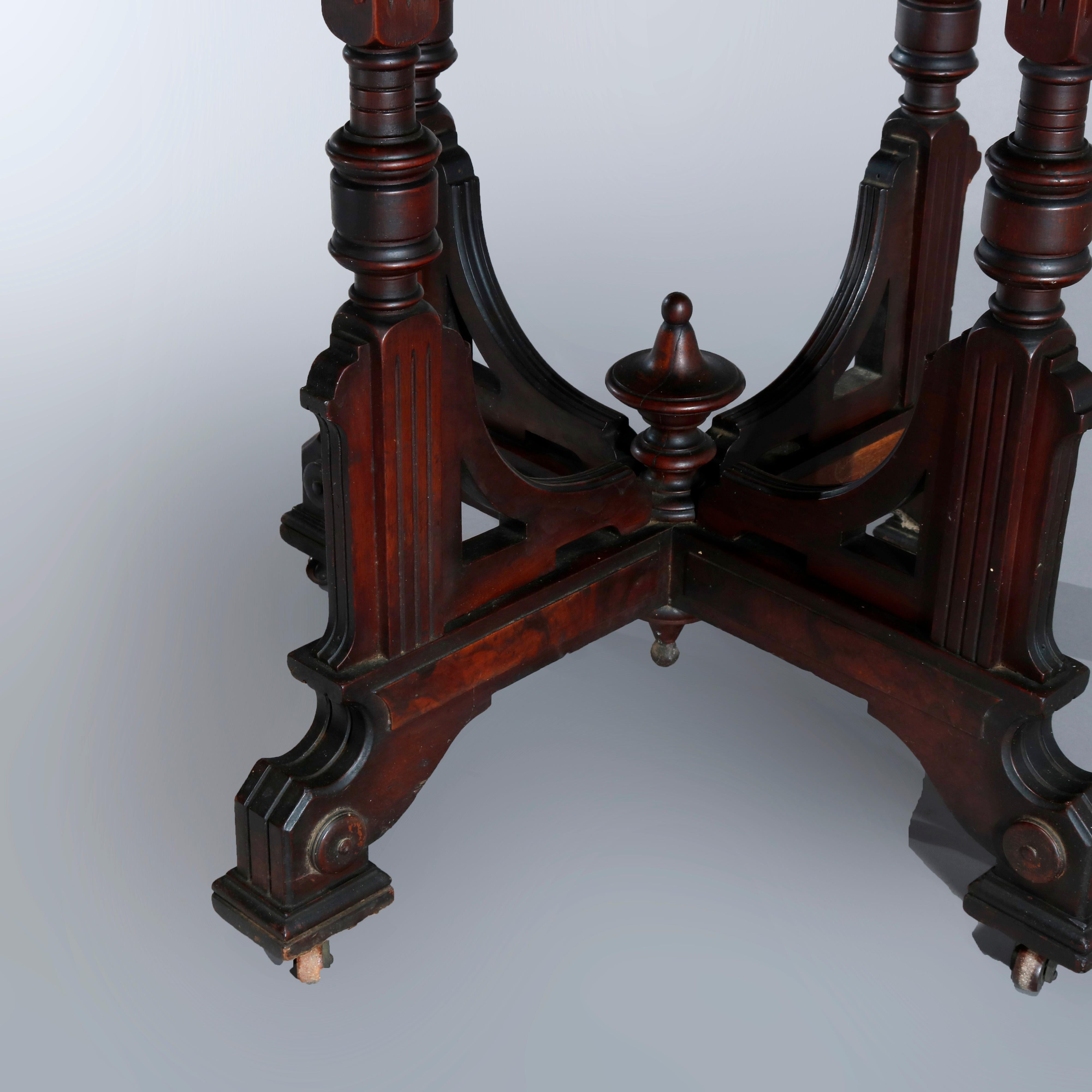 Antique Eastlake Carved Walnut Single Drawer Parlor Lamp Table, circa 1890 2