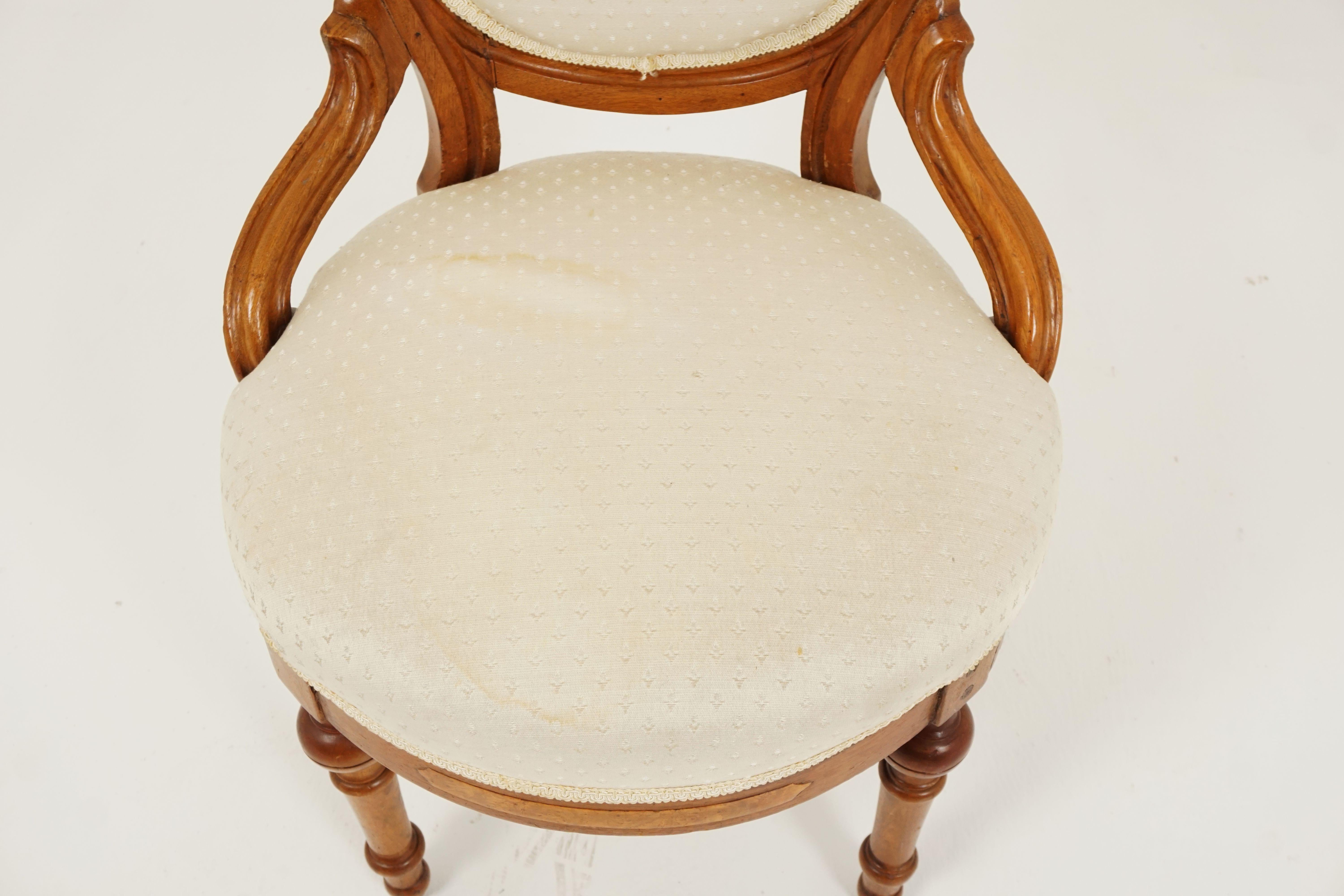 American Antique Eastlake Chair, Walnut, Upholstered Parlour Chair, America 1890, B2709
