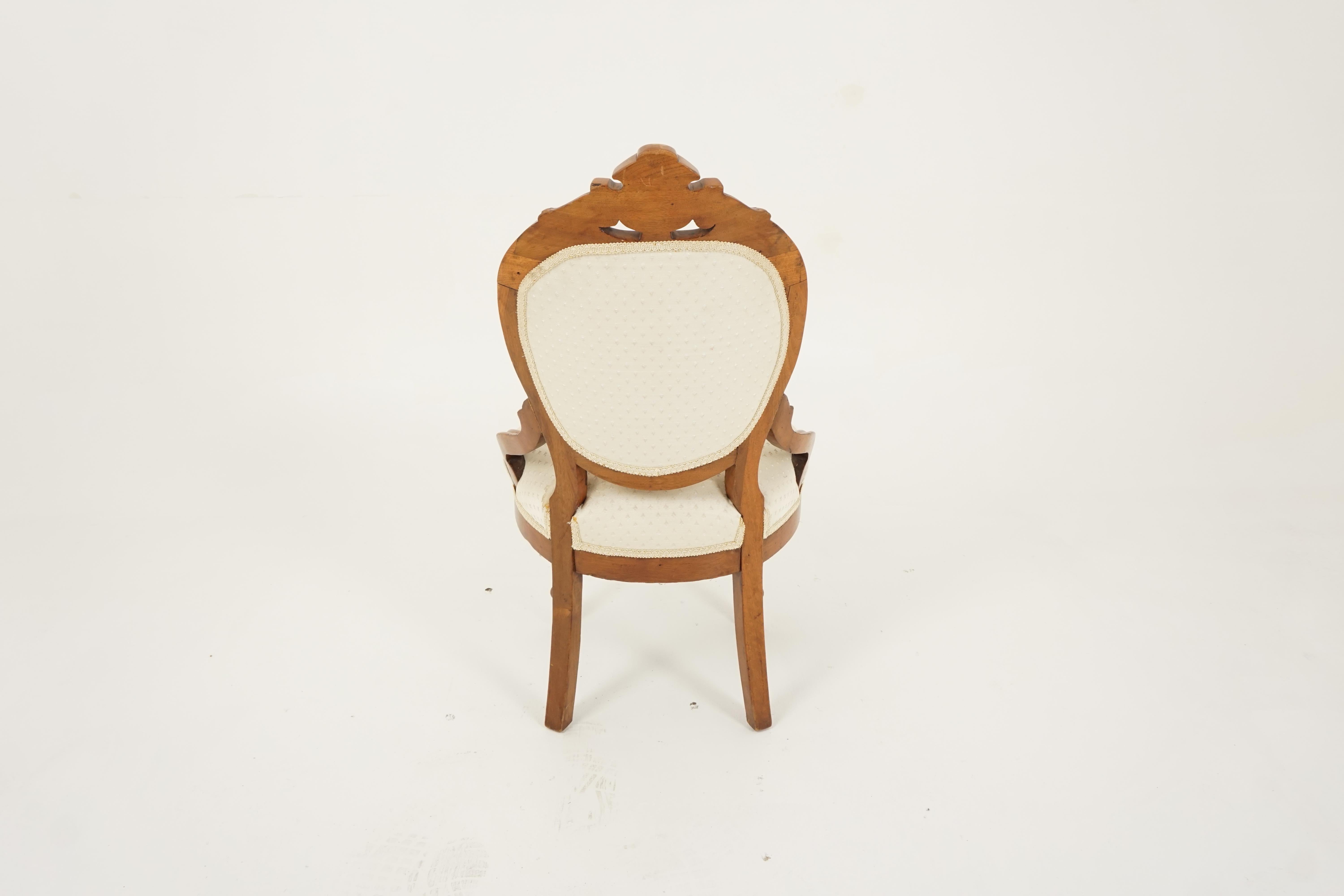 Late 19th Century Antique Eastlake Chair, Walnut, Upholstered Parlour Chair, America 1890, B2709
