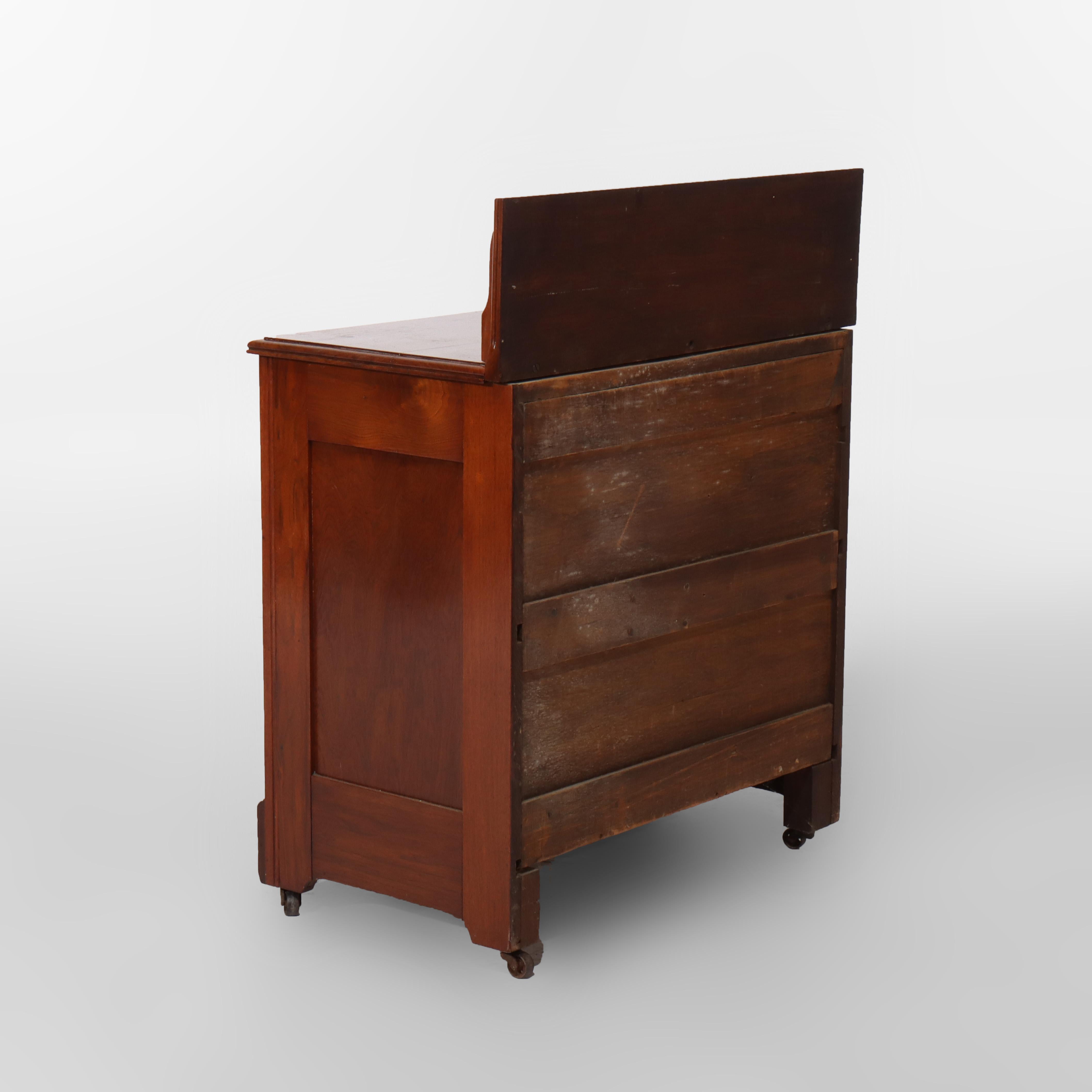 Antique Eastlake Chip Carved Cherry Washstand With Backsplash c1880 For Sale 7