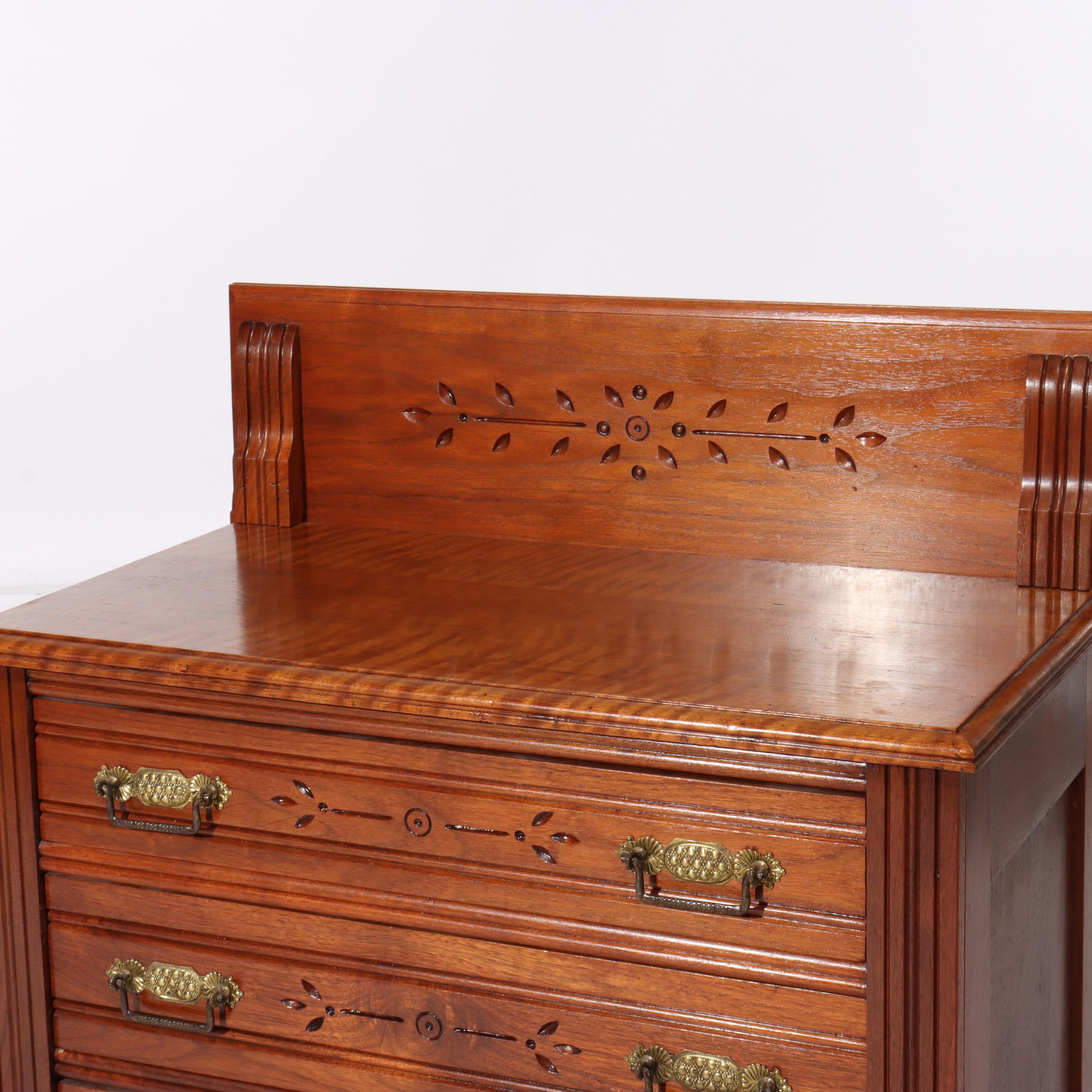 Antique Eastlake Chip Carved Cherry Washstand With Backsplash C1880

Measures - 35 3/8