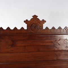 Antique Eastlake Chip Carved Walnut Full Size Bed C1900