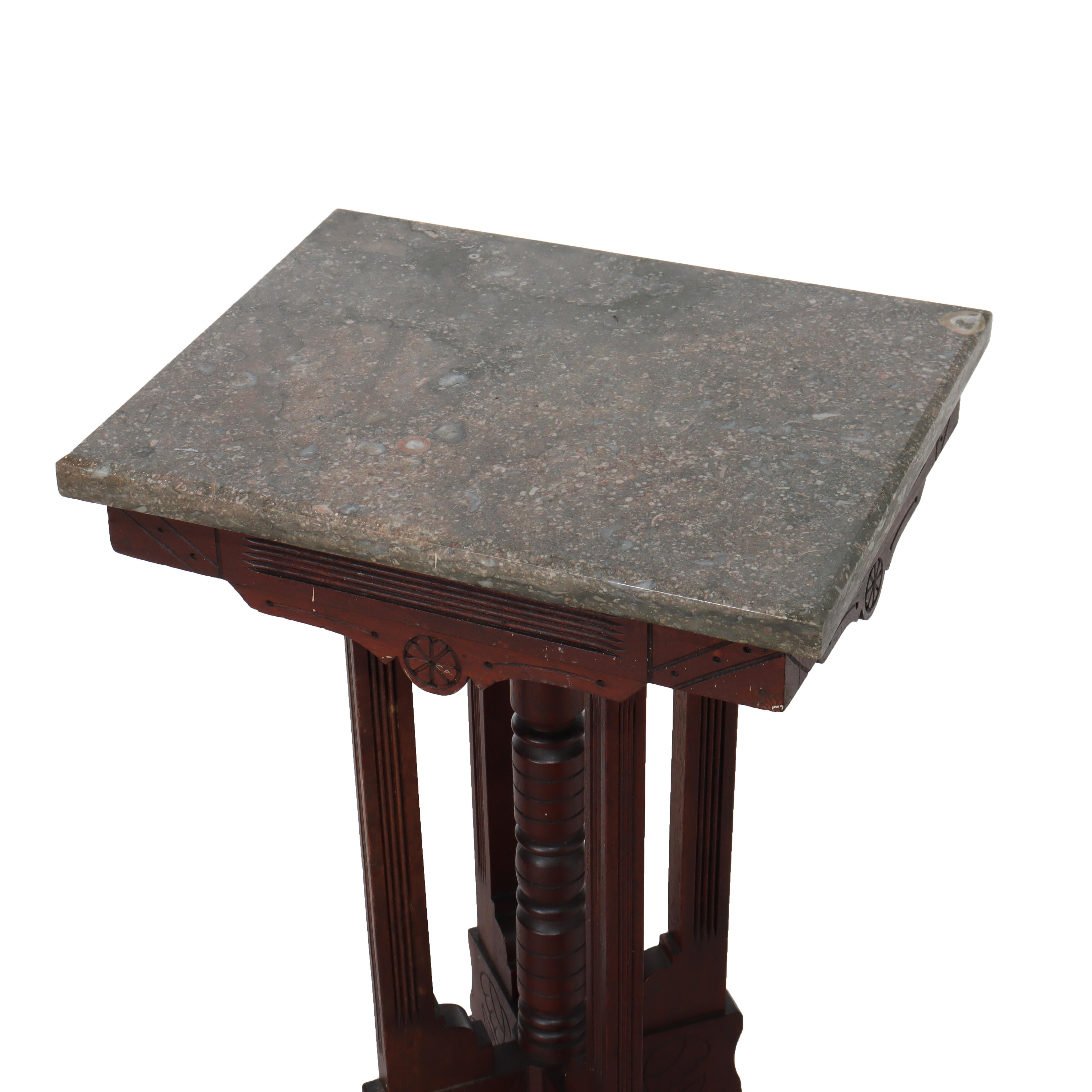 Meuble ancien à plateau en marbre sculpté Eastlake Chip C1900 Bon état - En vente à Big Flats, NY