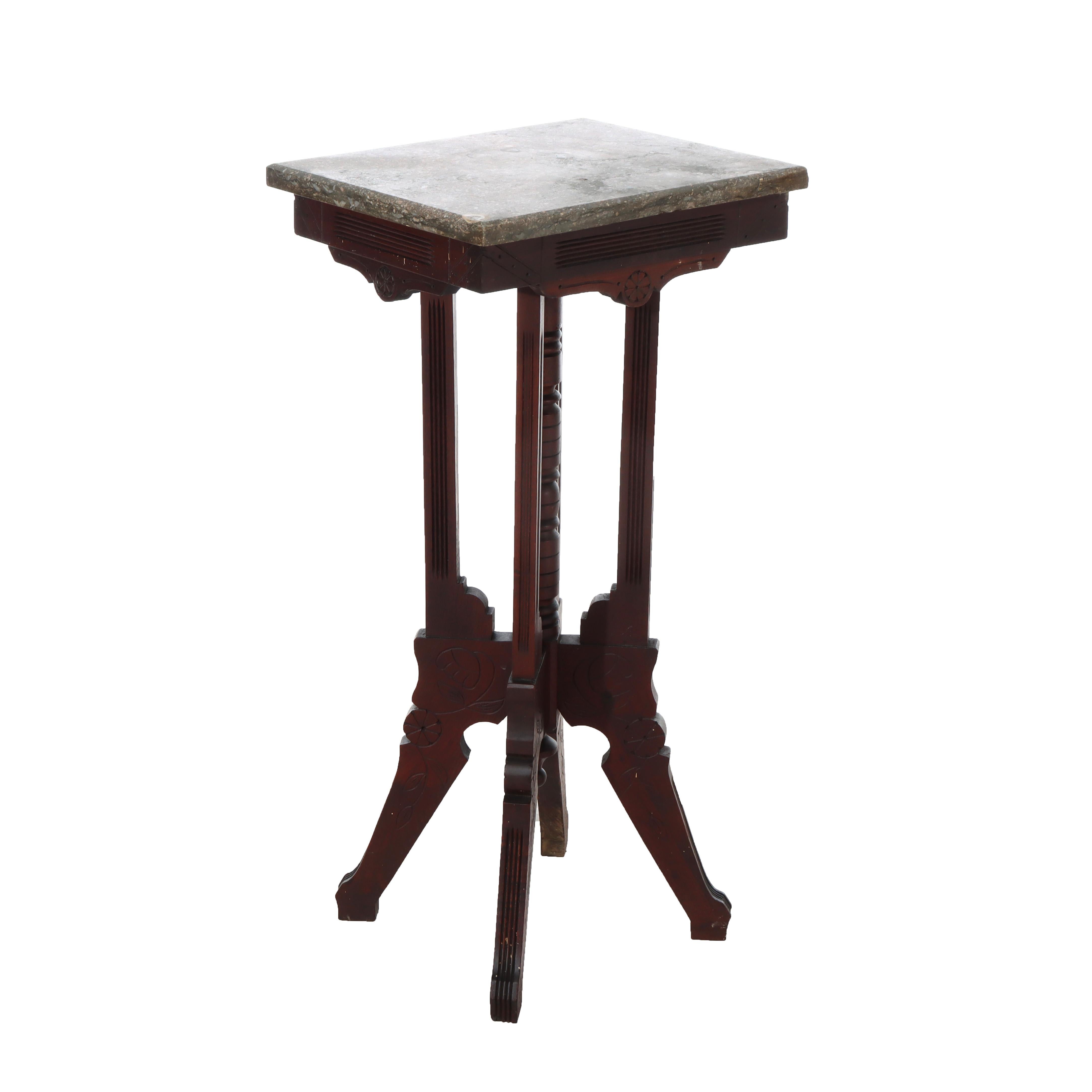 20ième siècle Meuble ancien à plateau en marbre sculpté Eastlake Chip C1900 en vente