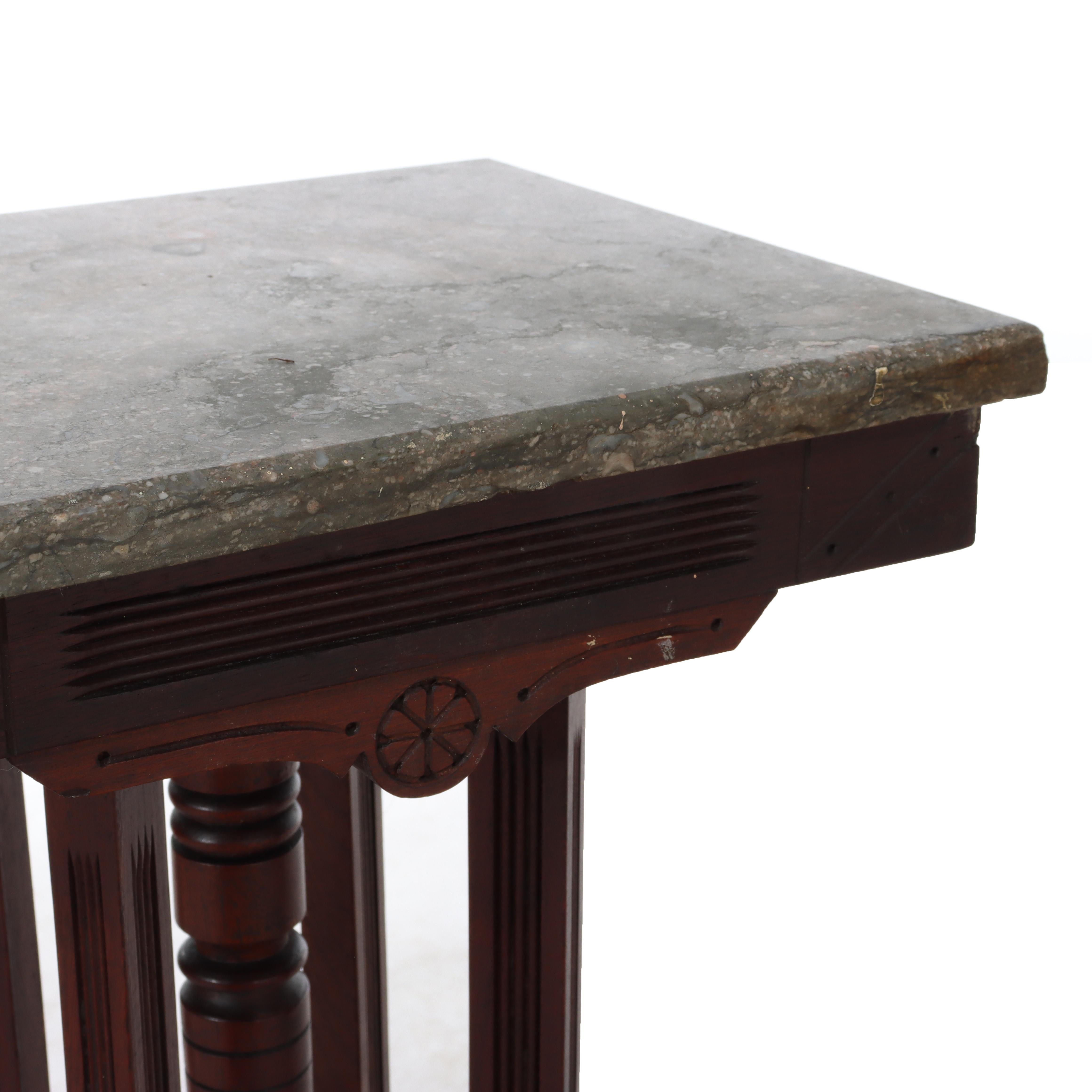 Meuble ancien à plateau en marbre sculpté Eastlake Chip C1900 en vente 1