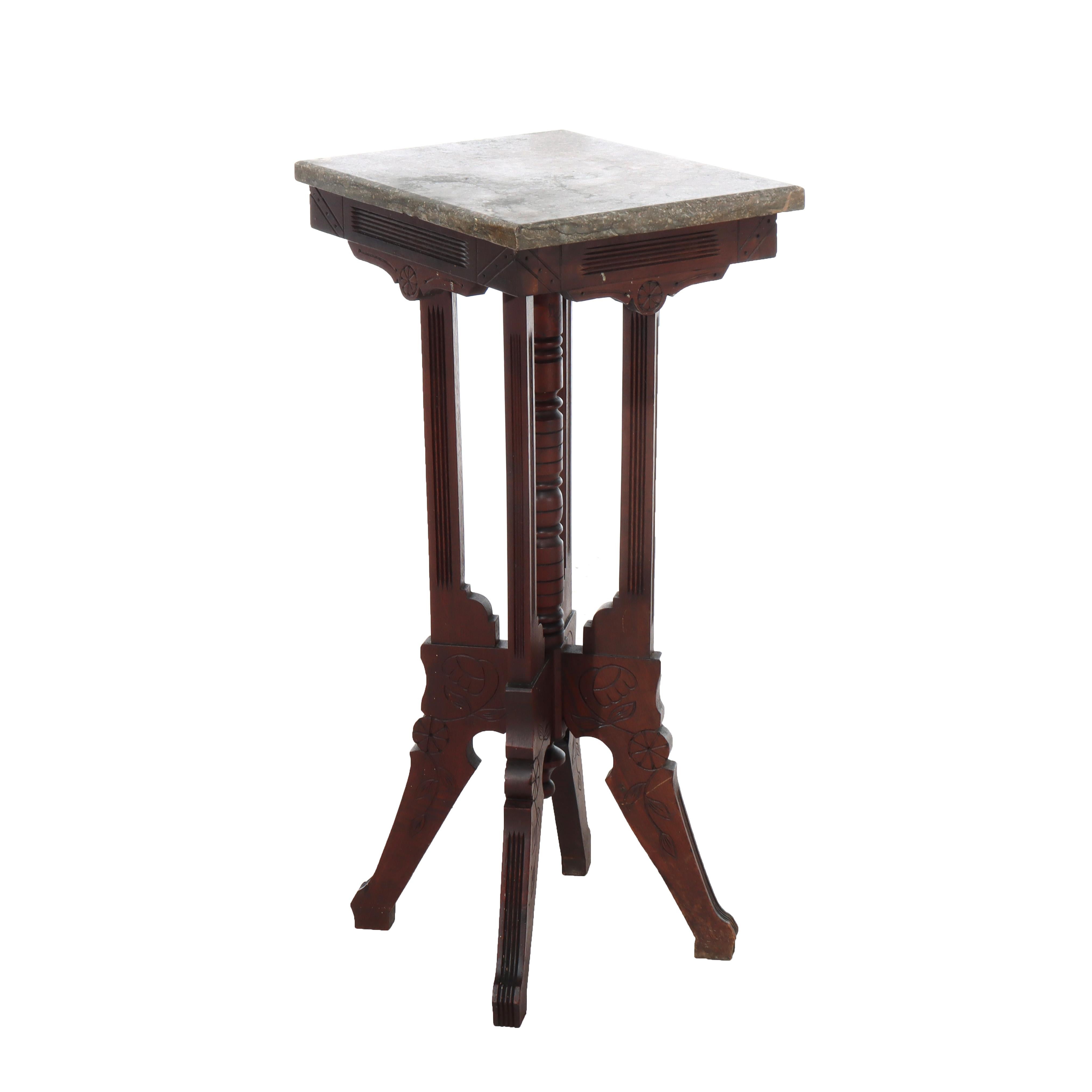 Meuble ancien à plateau en marbre sculpté Eastlake Chip C1900 en vente 2