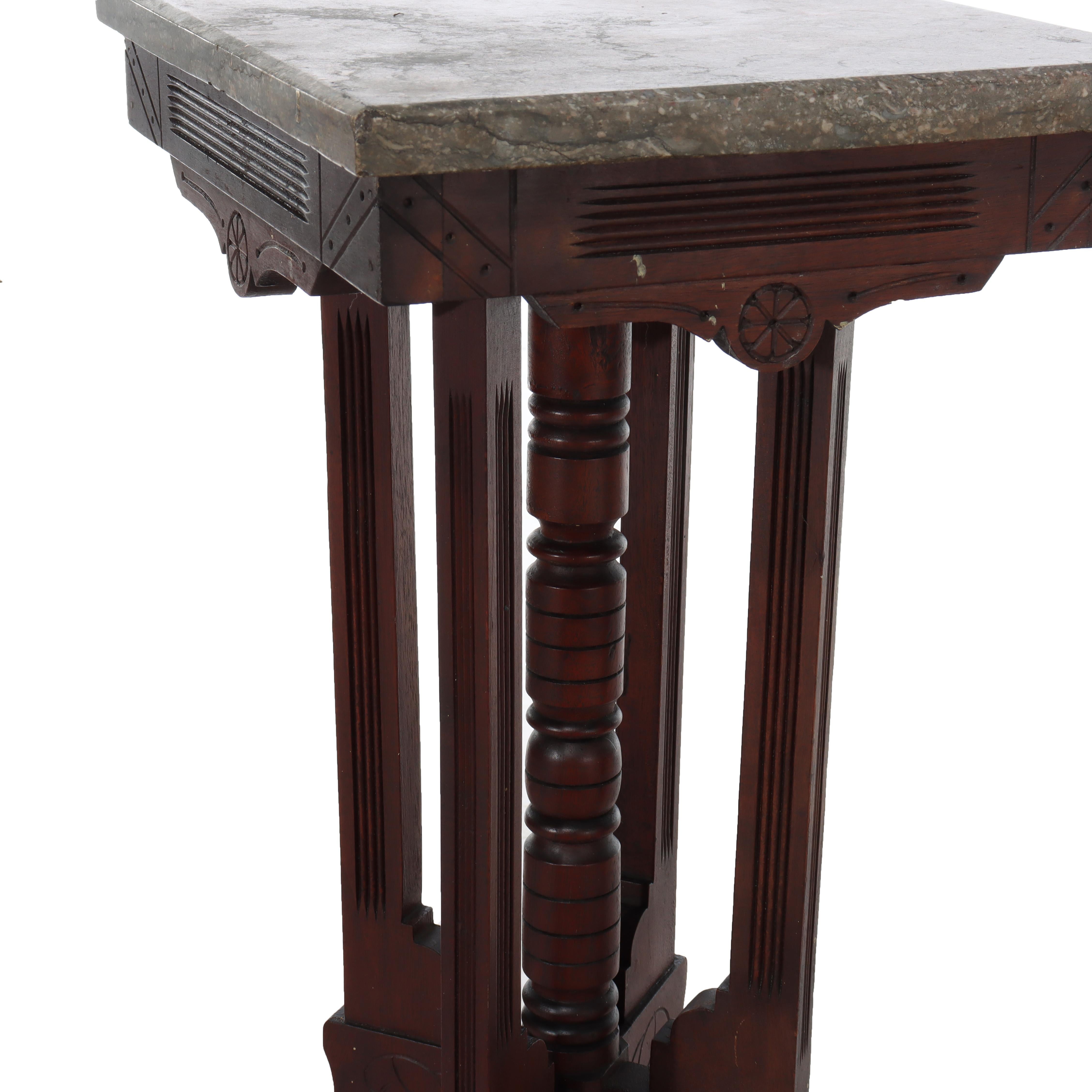 Meuble ancien à plateau en marbre sculpté Eastlake Chip C1900 en vente 3