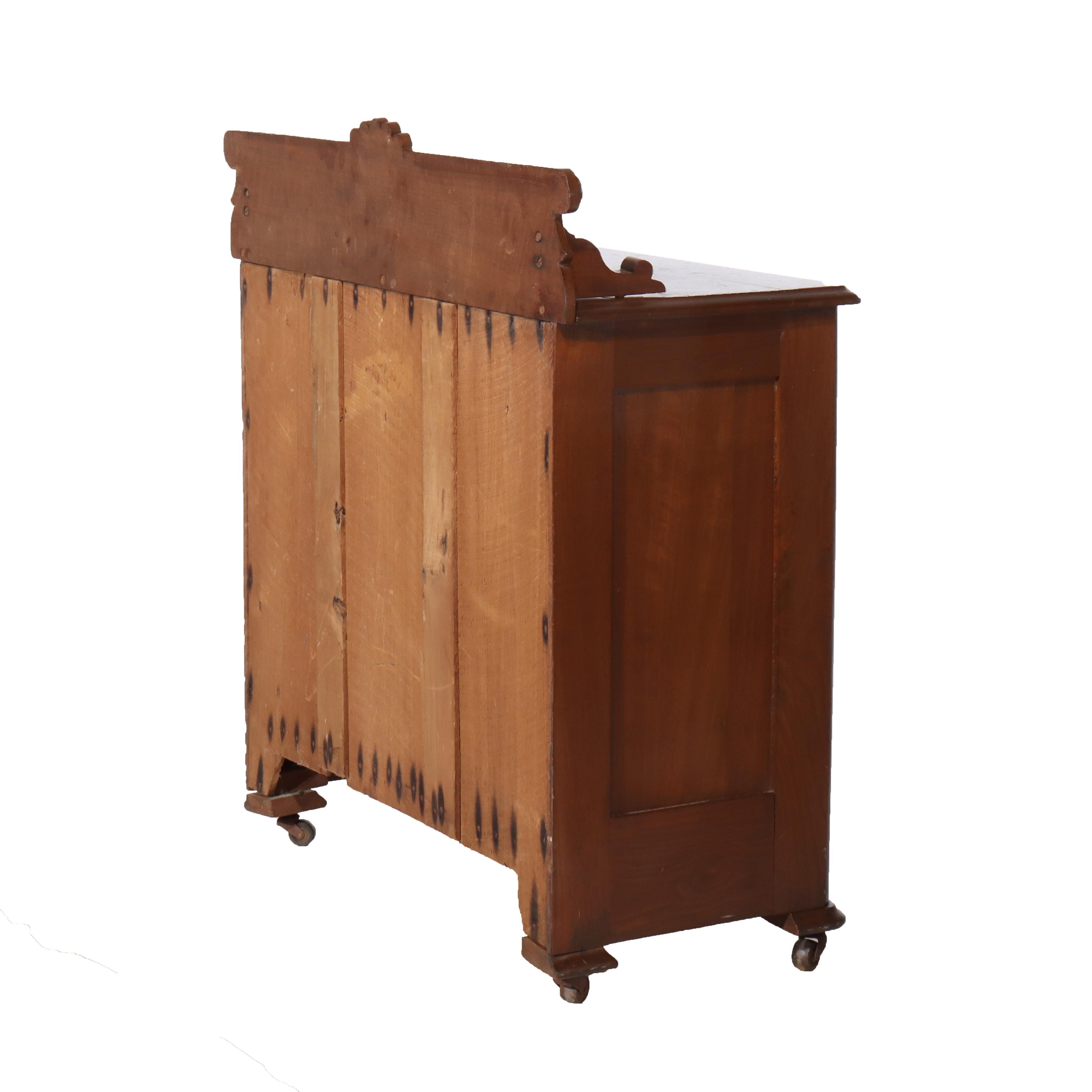 Antique Eastlake Chip Carved Walnut Three Drawer Washstand C1890 For Sale 6