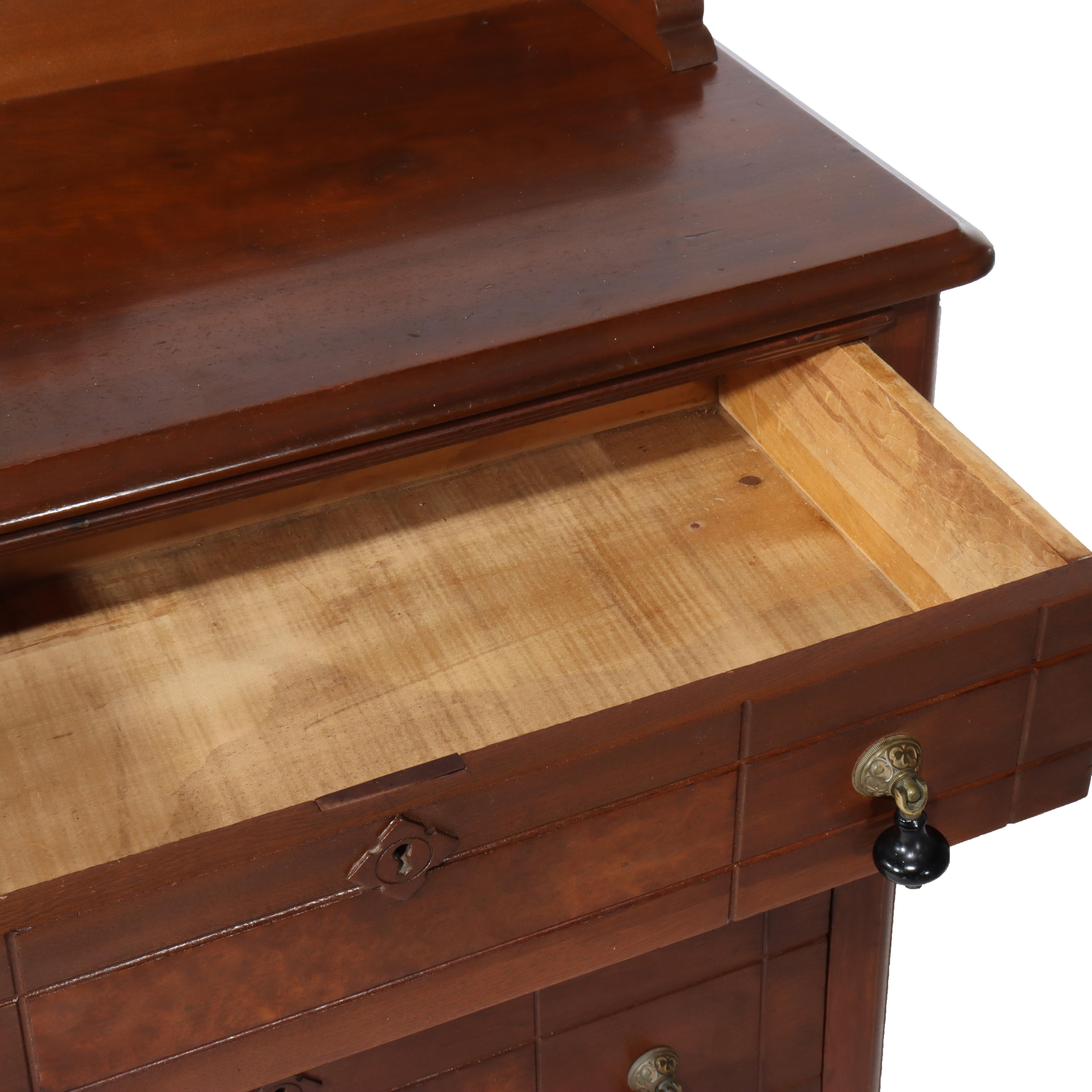 Antique Eastlake Chip Carved Walnut Three Drawer Washstand C1890 For Sale 7