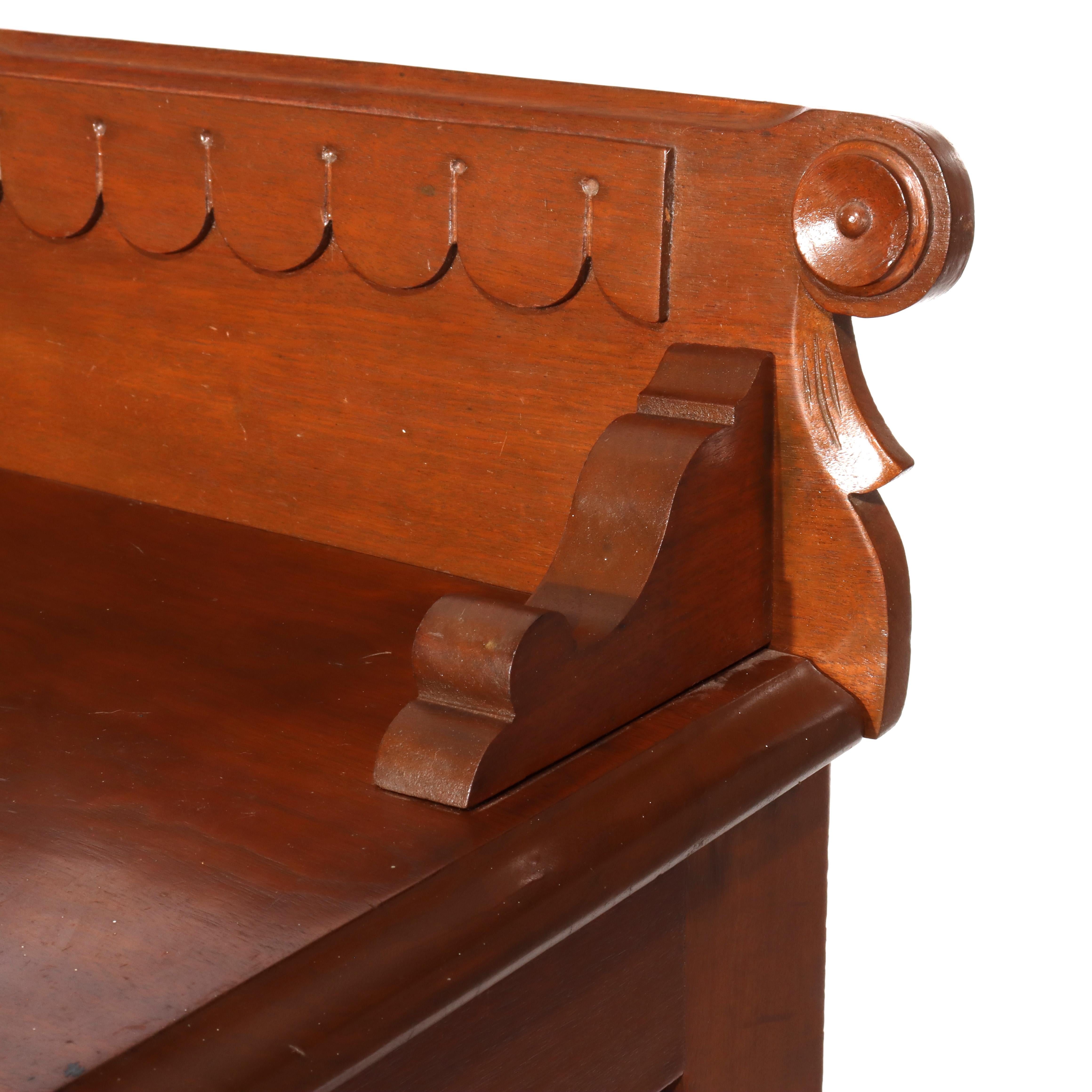 Antique Eastlake Chip Carved Walnut Three Drawer Washstand C1890 In Good Condition For Sale In Big Flats, NY
