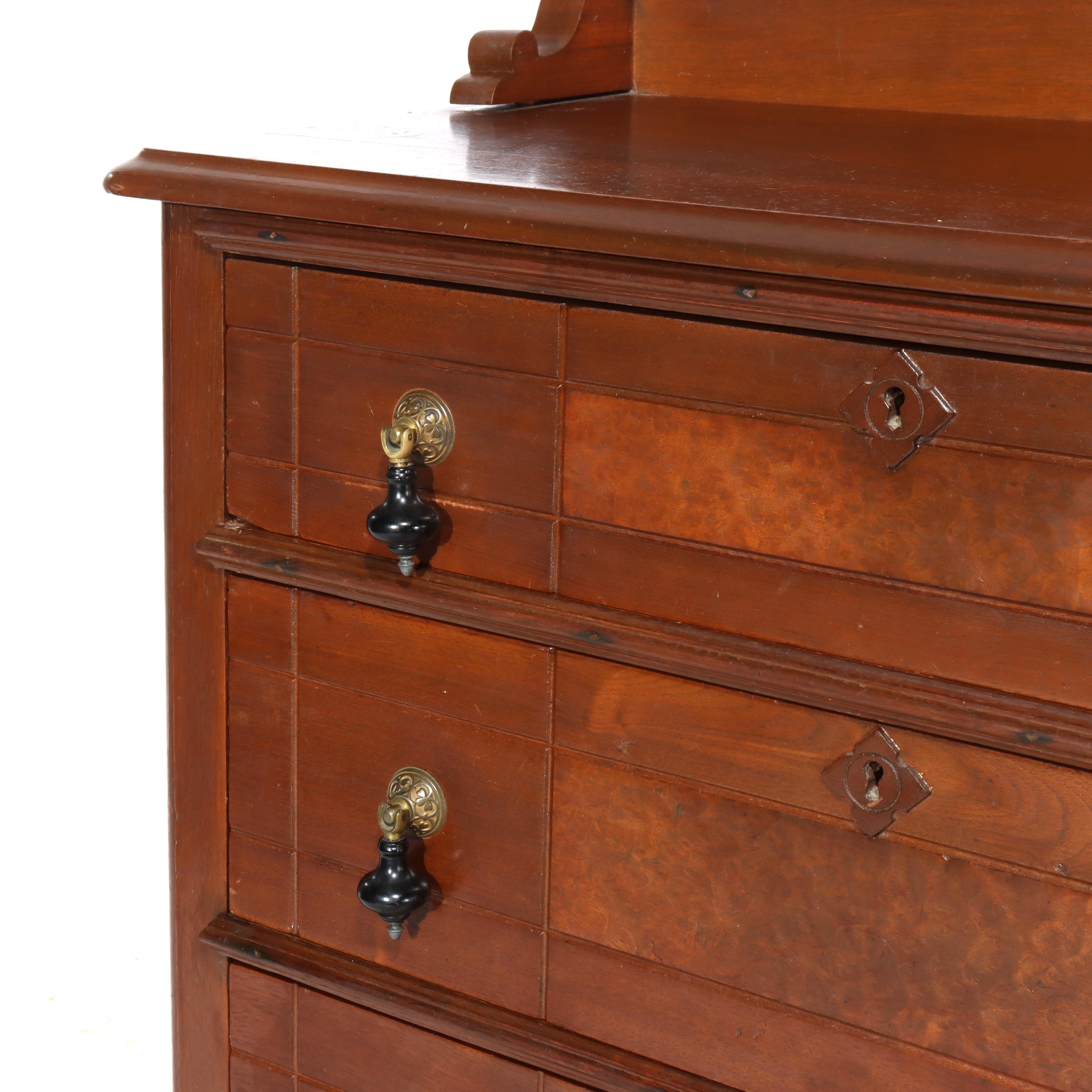 Antique Eastlake Chip Carved Walnut Three Drawer Washstand C1890 For Sale 1