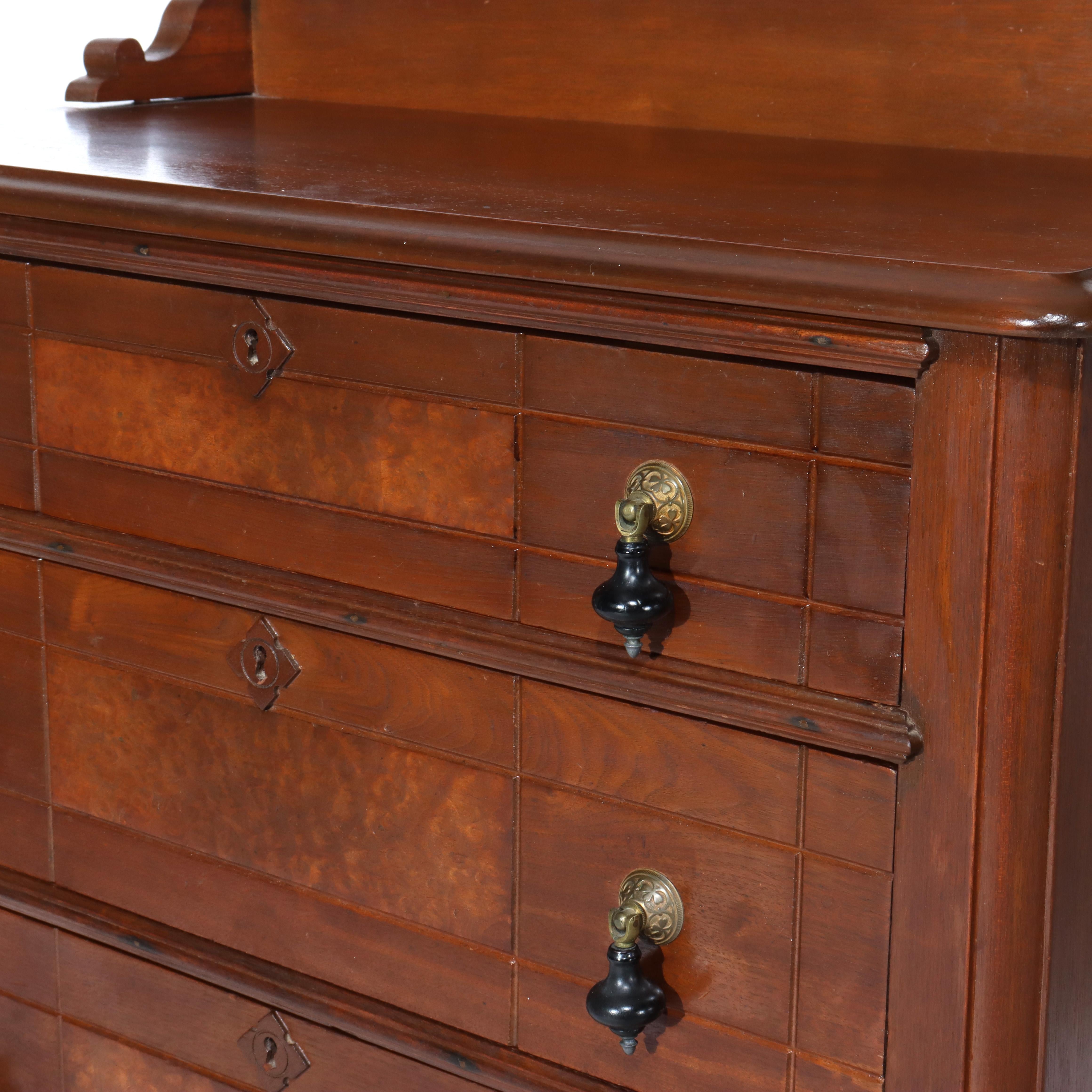 Antique Eastlake Chip Carved Walnut Three Drawer Washstand C1890 For Sale 2