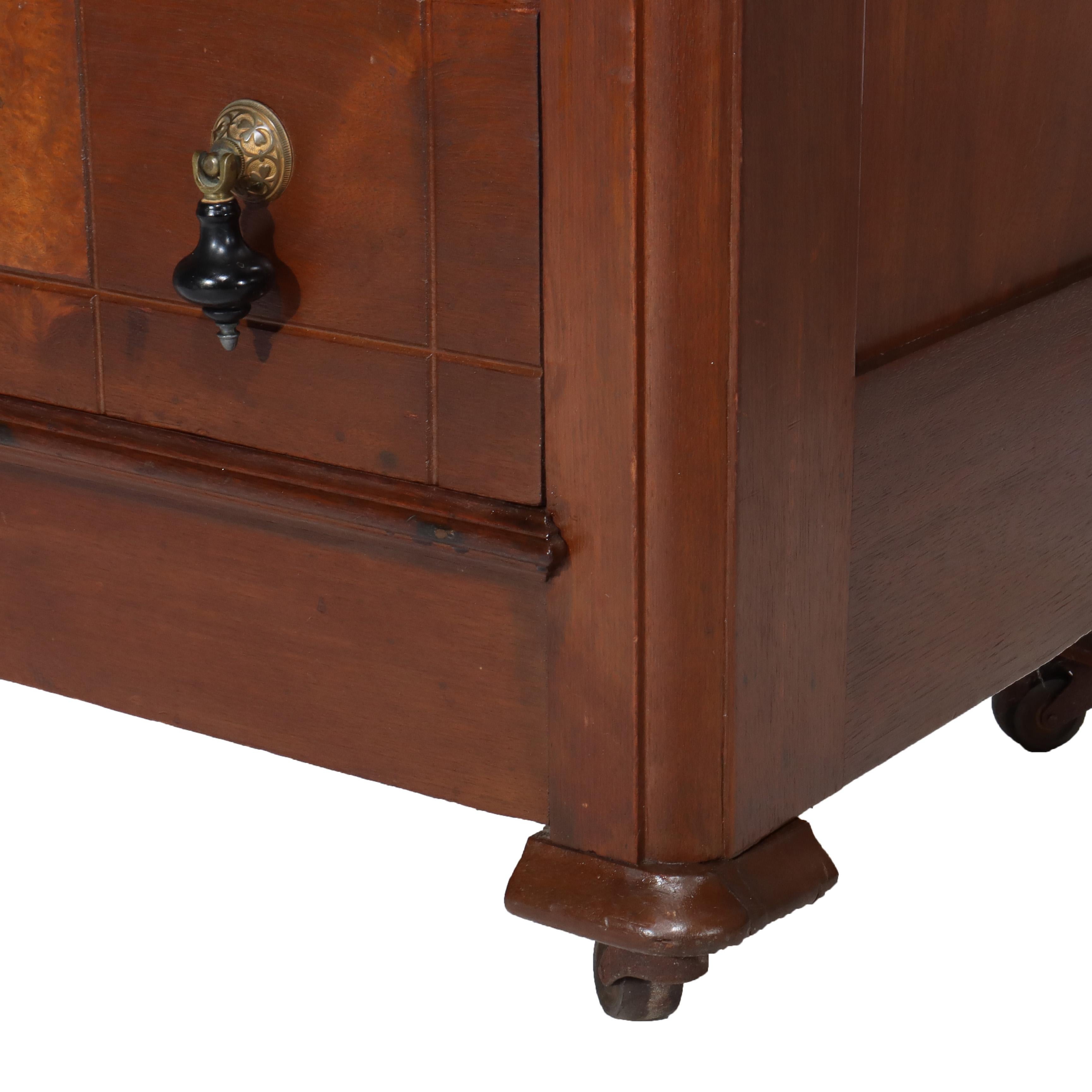 Antique Eastlake Chip Carved Walnut Three Drawer Washstand C1890 For Sale 3