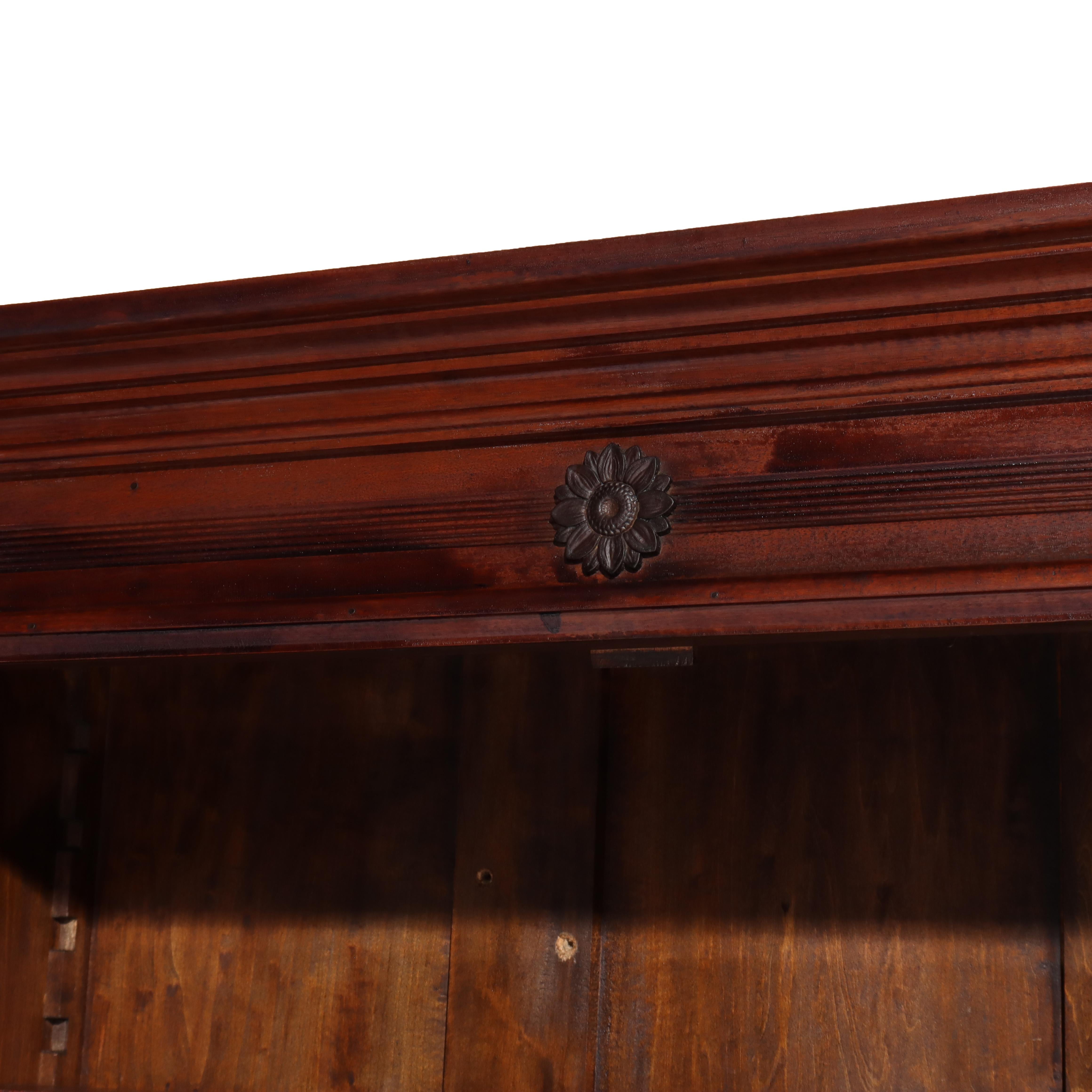 Antico Eastlake Chip Caved Walnut Barrel Roll Cylinder Secretary Desk c1890 in vendita 6
