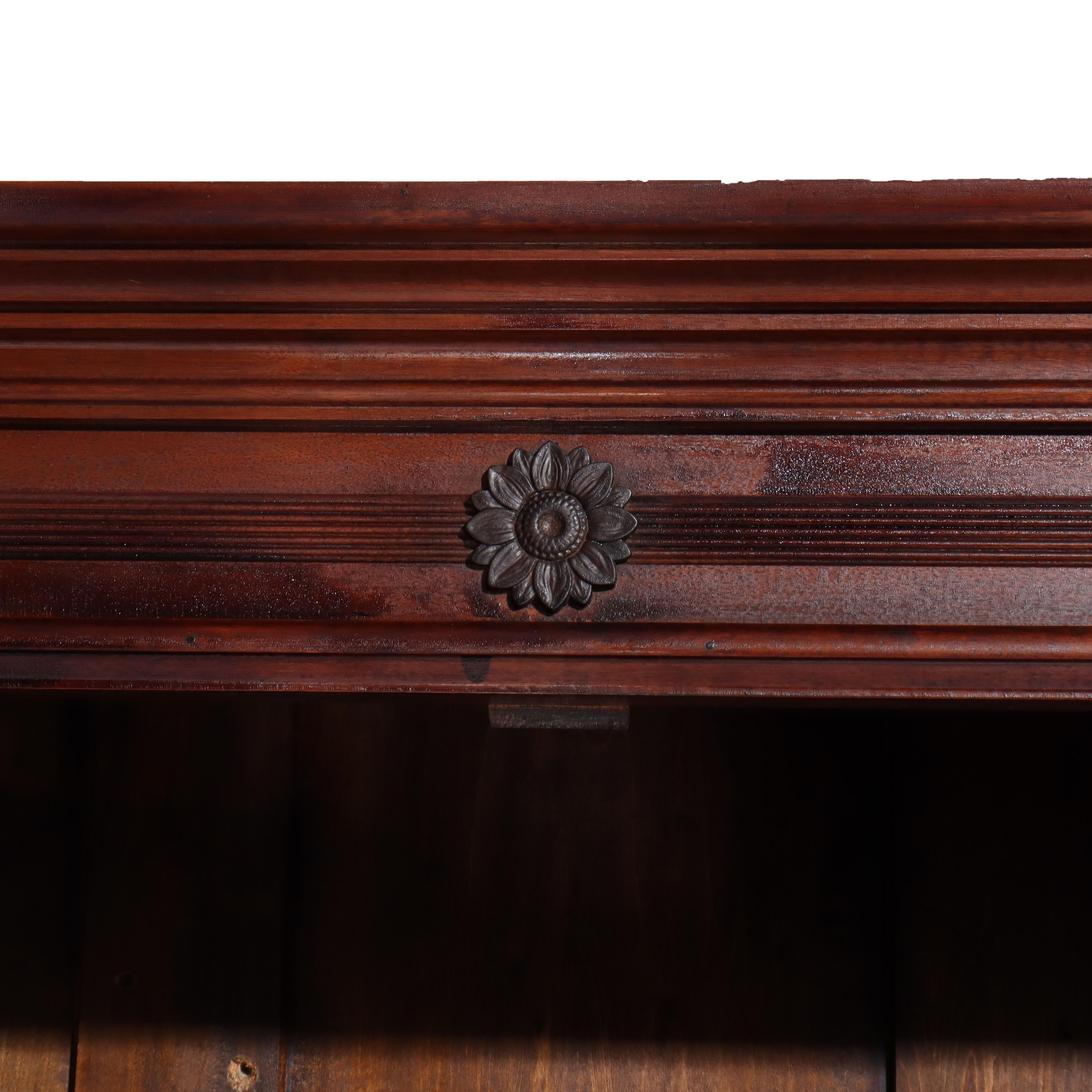 Antico Eastlake Chip Caved Walnut Barrel Roll Cylinder Secretary Desk c1890 in vendita 7