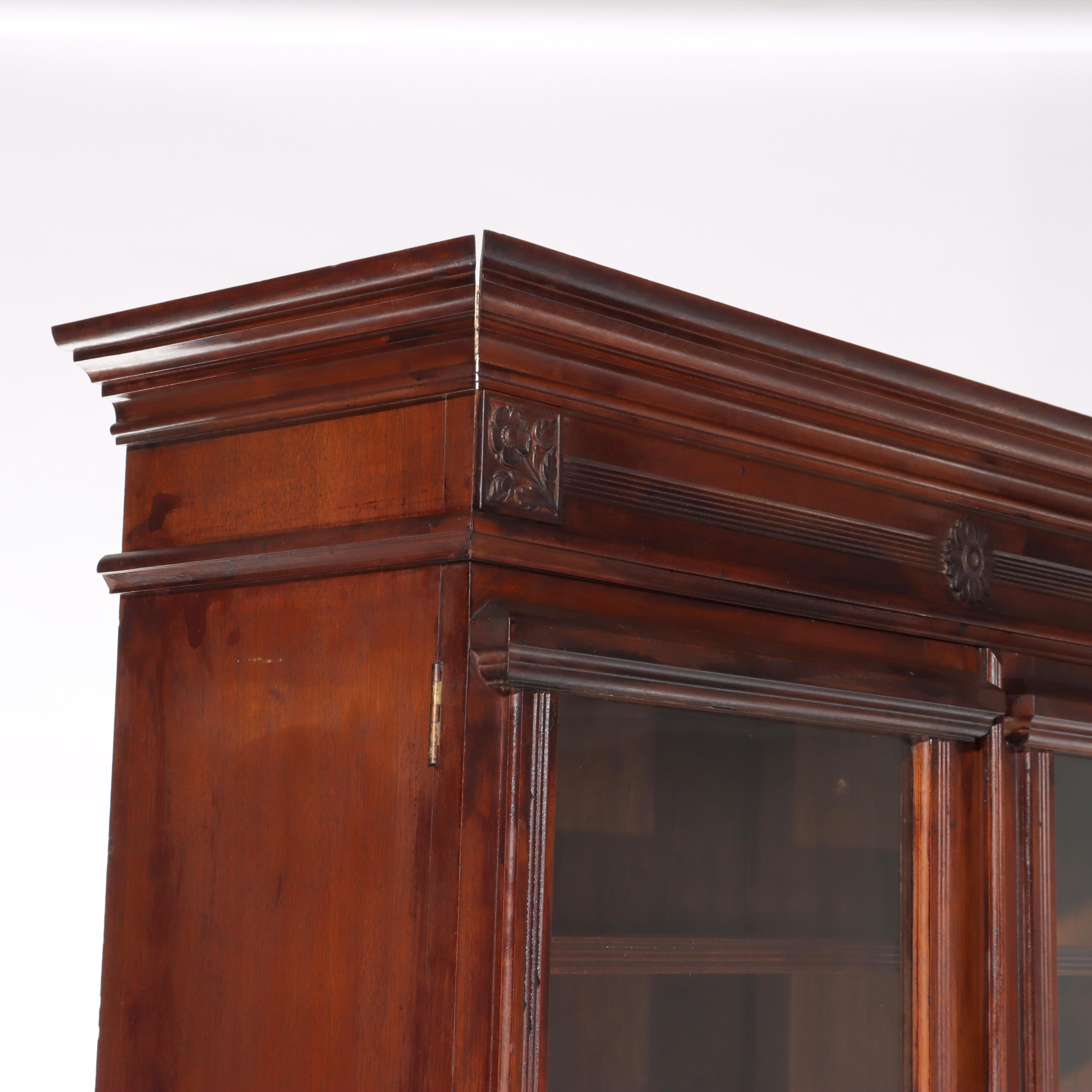 Antico Eastlake Chip Caved Walnut Barrel Roll Cylinder Secretary Desk c1890 in vendita 13
