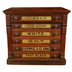 Antique Eastlake Clark's Walnut Mercantile Store Advertising Thread Cabinet 1880