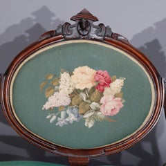 Antique Eastlake Jeliff School Triple Medallion Carved Walnut Settee, circa 1890