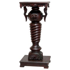 Antique Eastlake Mahogany R.J. Horner Figural Sculpture Pedestal, circa 1890