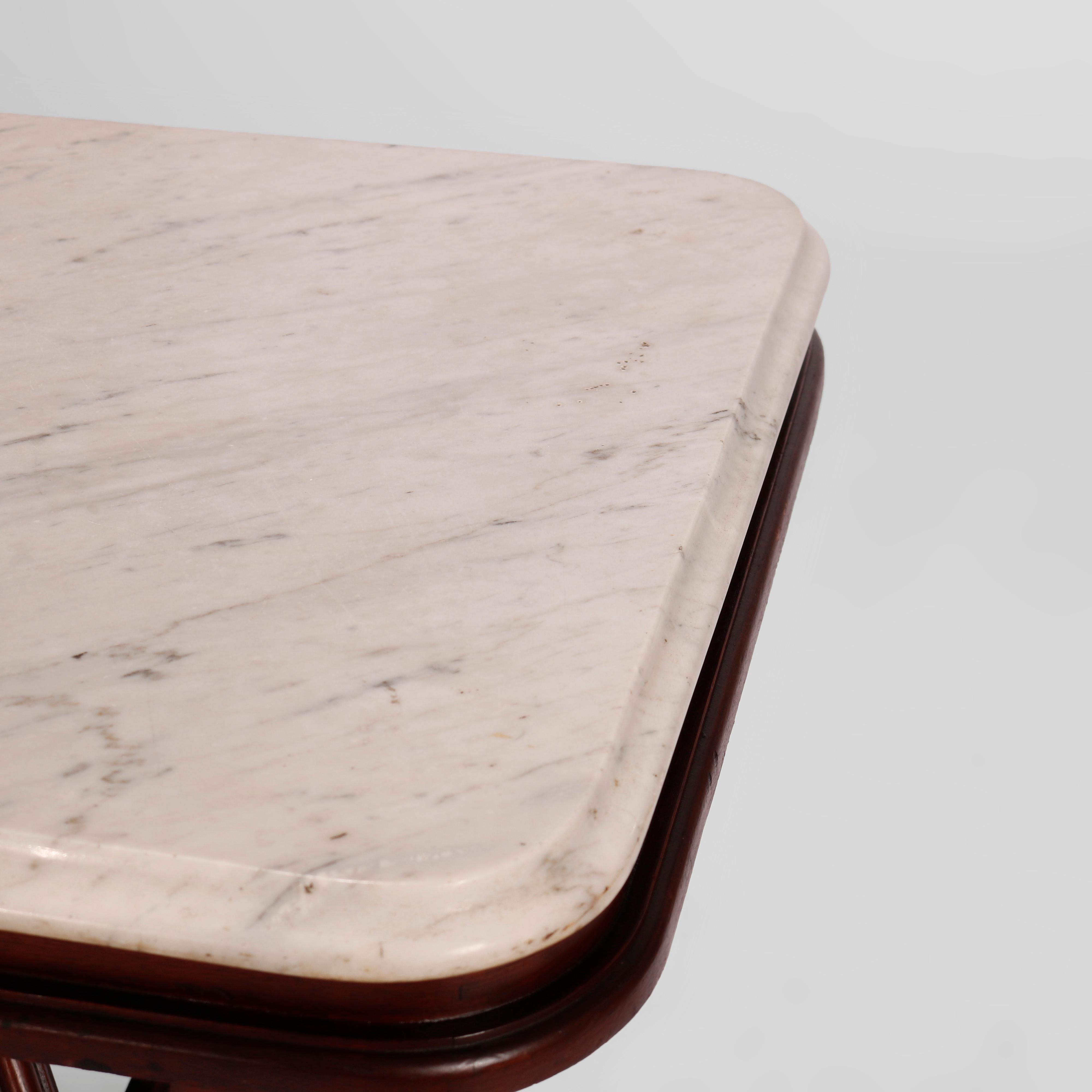 Ancienne table de salon en marbre Eastlake avec plateau en marbre, vers 1890 en vente 5