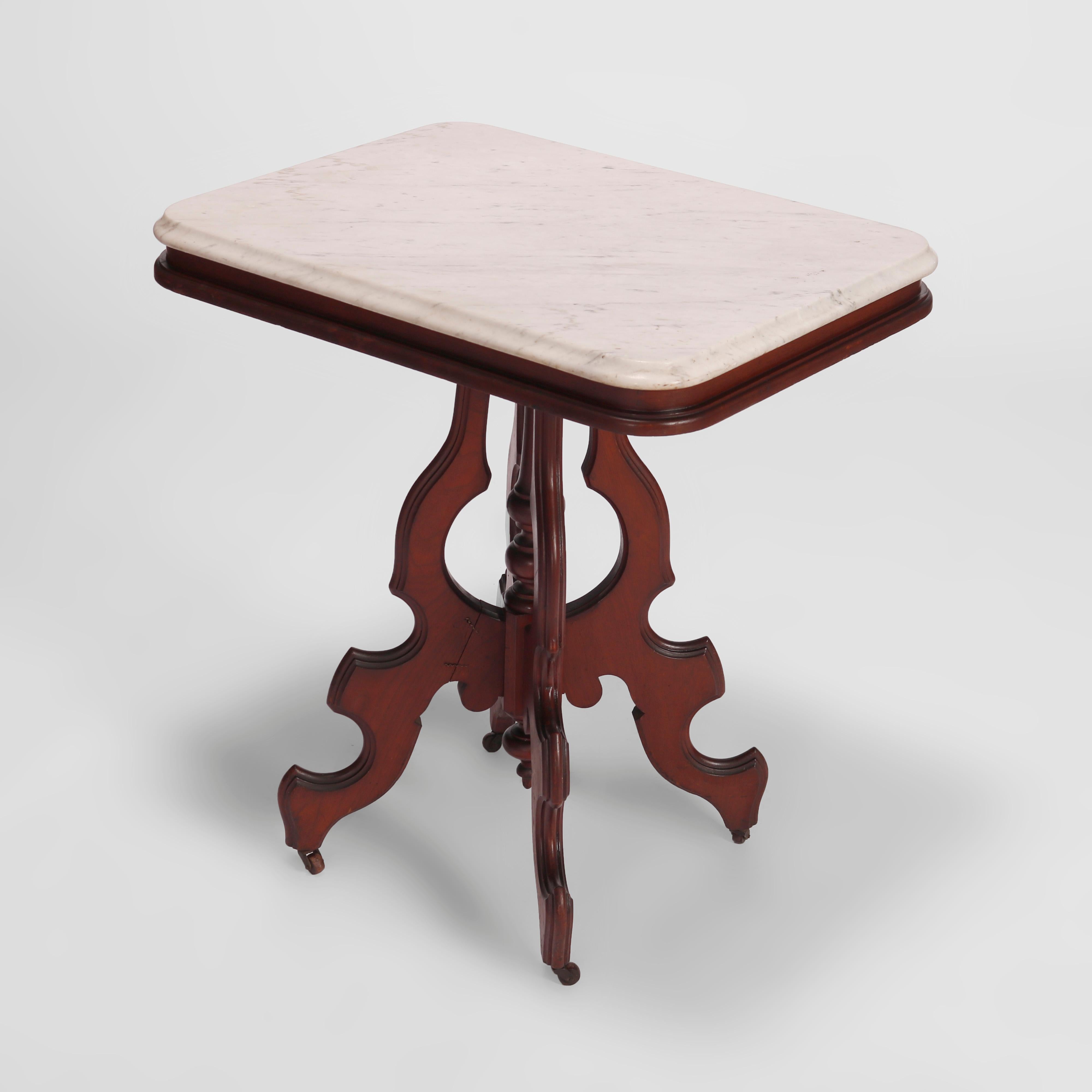 Antiker Parlor-Tisch mit Eastlake-Marmorplatte, um 1890 (amerikanisch) im Angebot