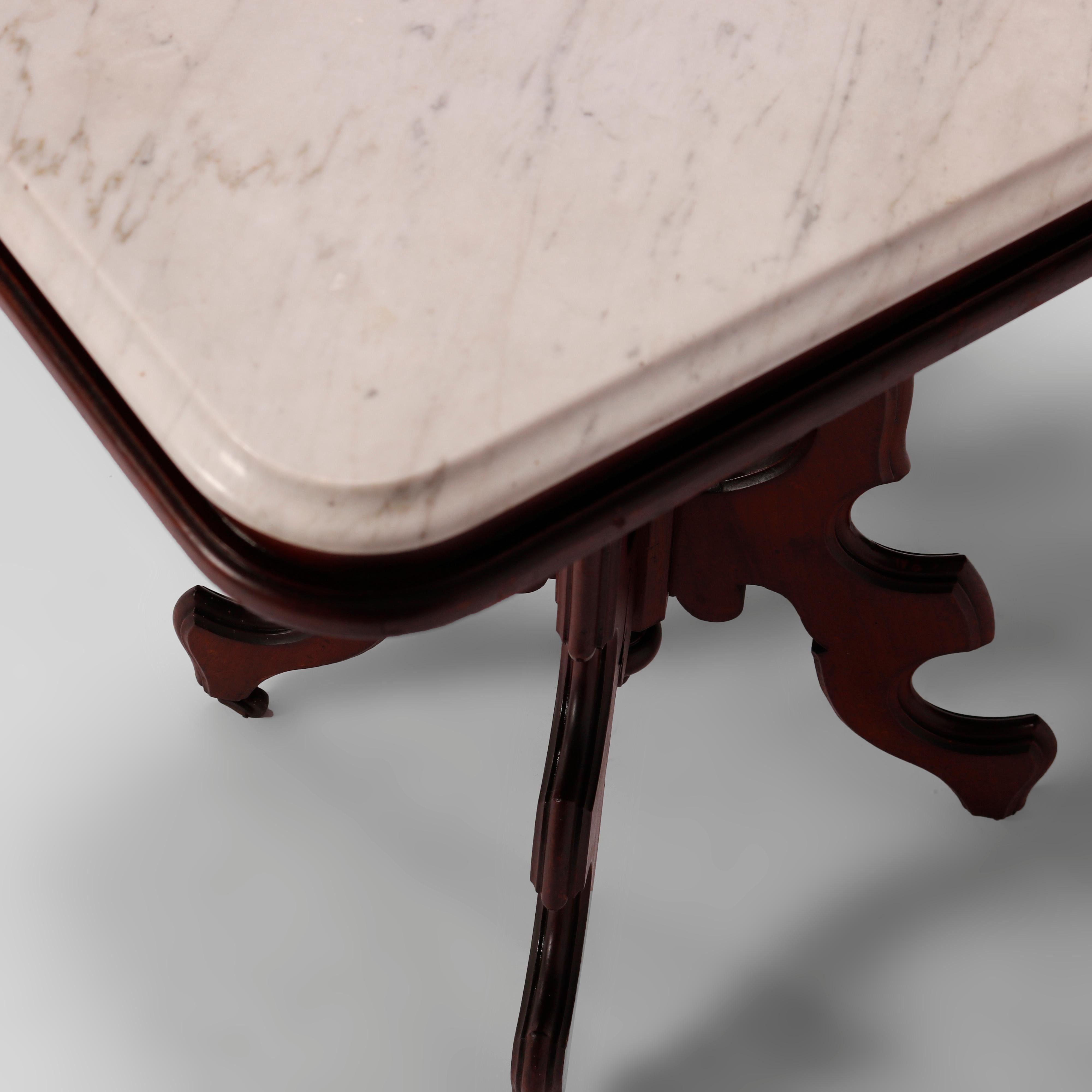 Antique Eastlake Marble Top Parlor Table, Circa 1890 For Sale 1