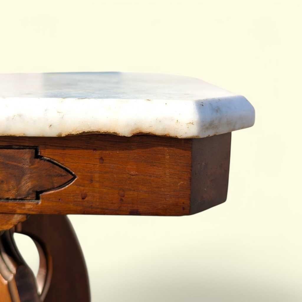 Antique Eastlake Marble-Top Side Table, Late 19th Century For Sale 9