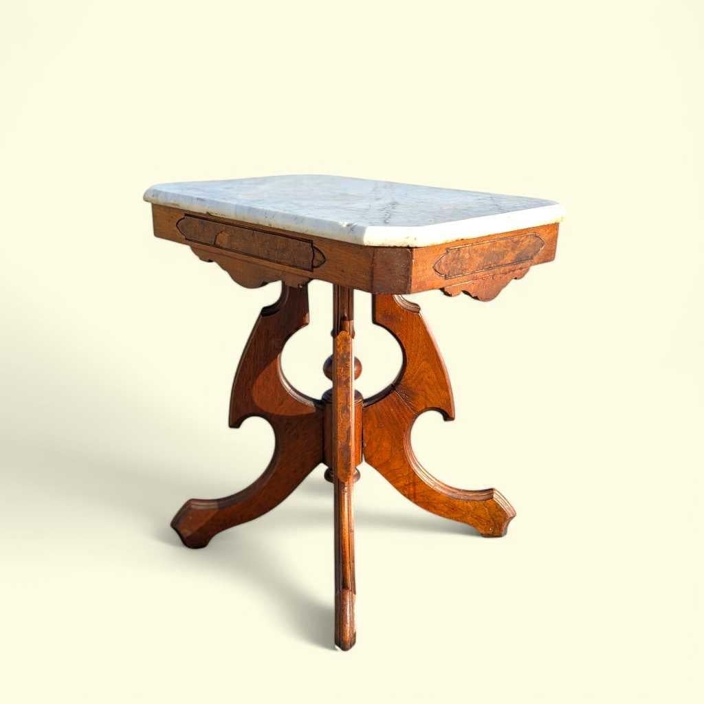 Antique Eastlake Marble-Top Side Table, Late 19th Century For Sale 12