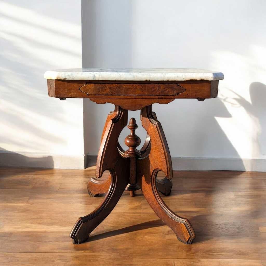 Antique Eastlake Marble-Top Side Table, Late 19th Century For Sale 14