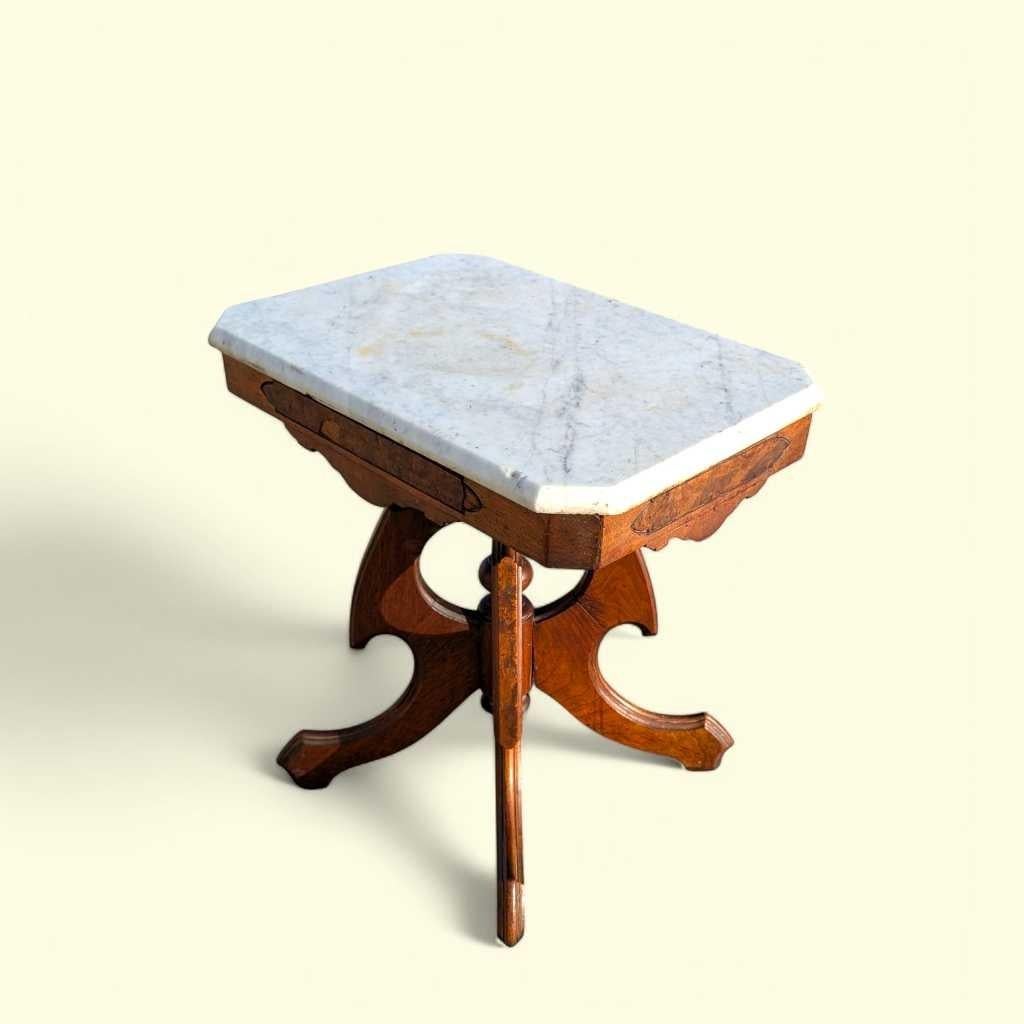 Antique Eastlake Marble-Top Side Table, Late 19th Century In Good Condition For Sale In Rancho Cucamonga, CA