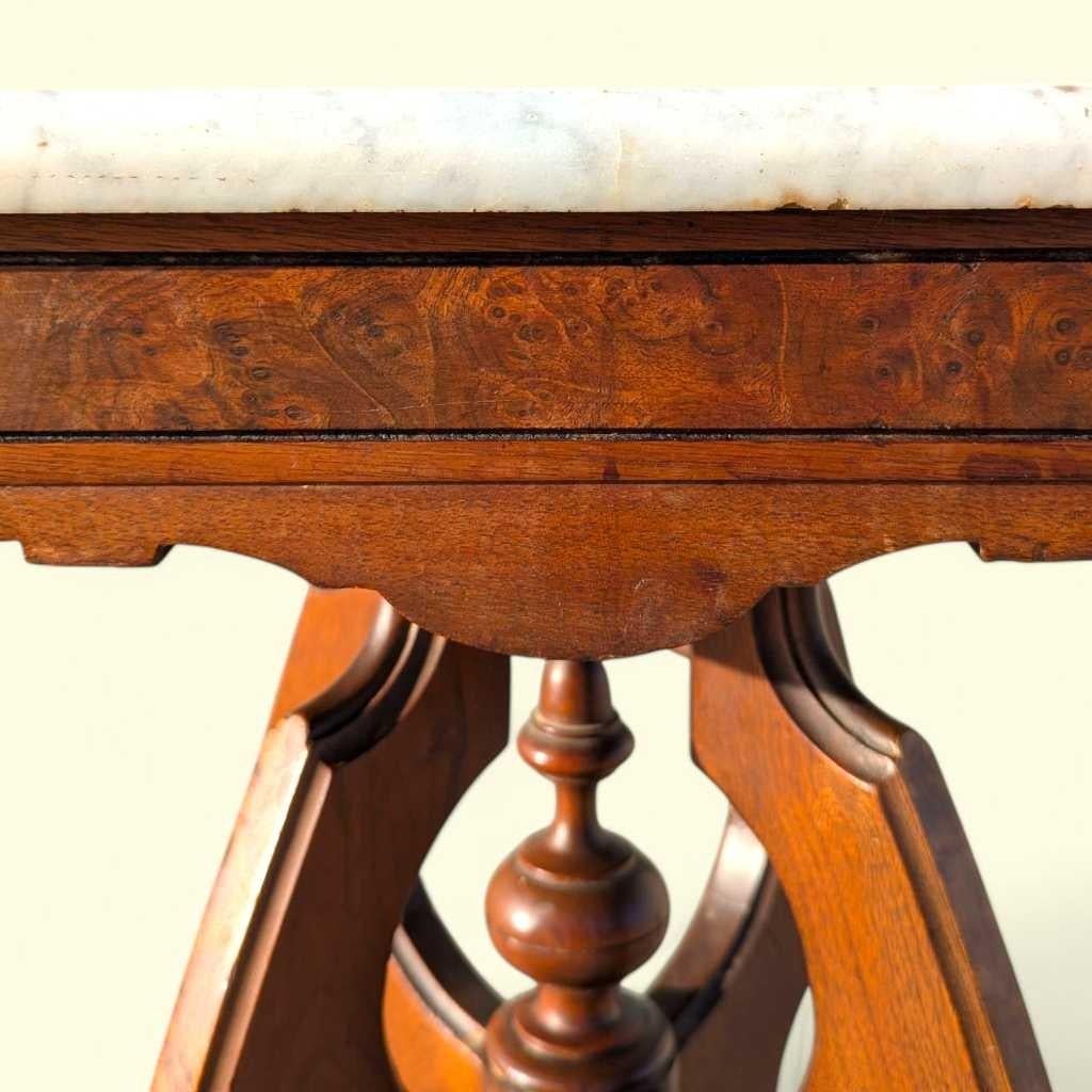 Antique Eastlake Marble-Top Side Table, Late 19th Century For Sale 1